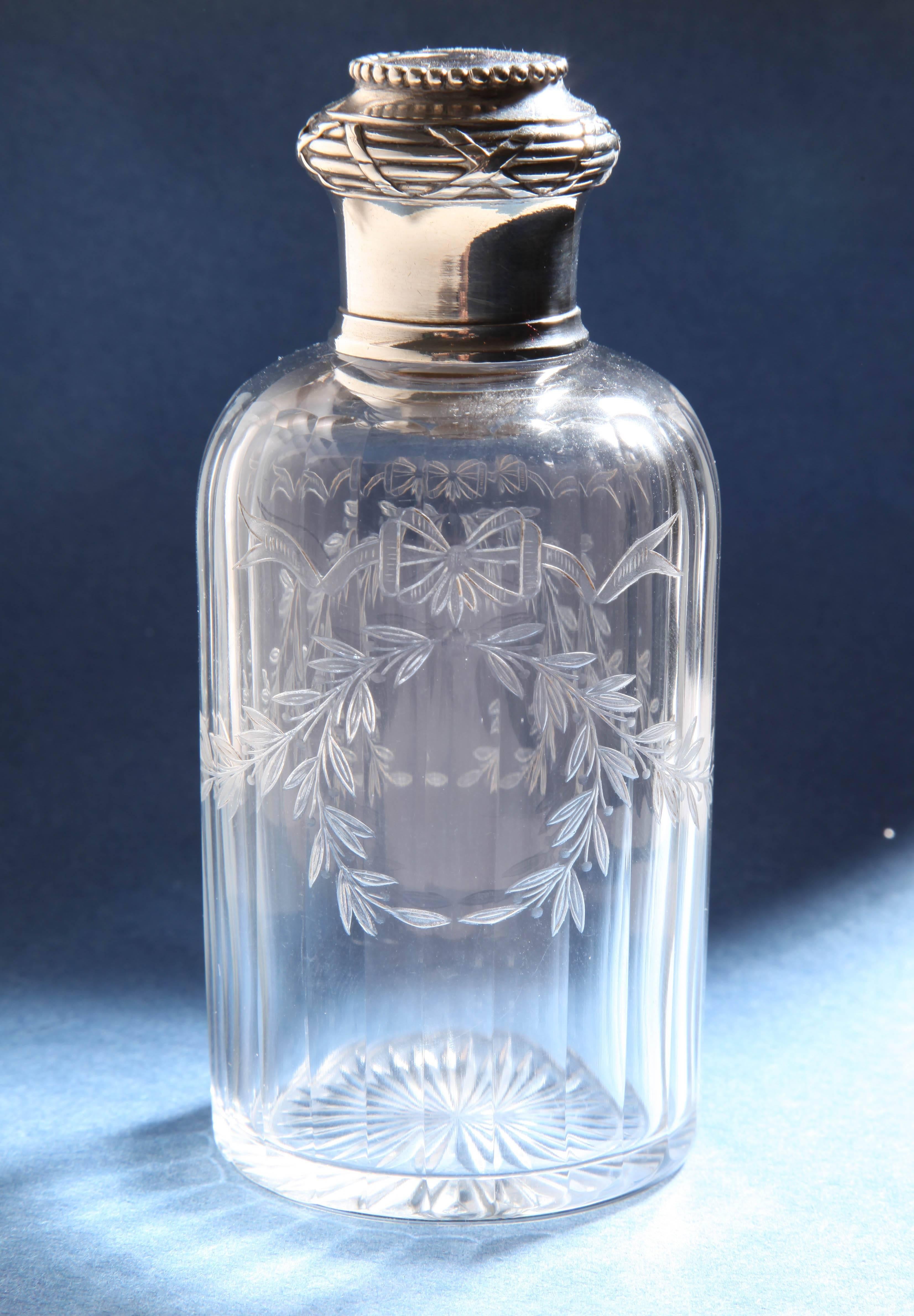 Boin Taburet French Art Deco Set of 3 Sterling Silver & Glass Scent Bottles For Sale 5