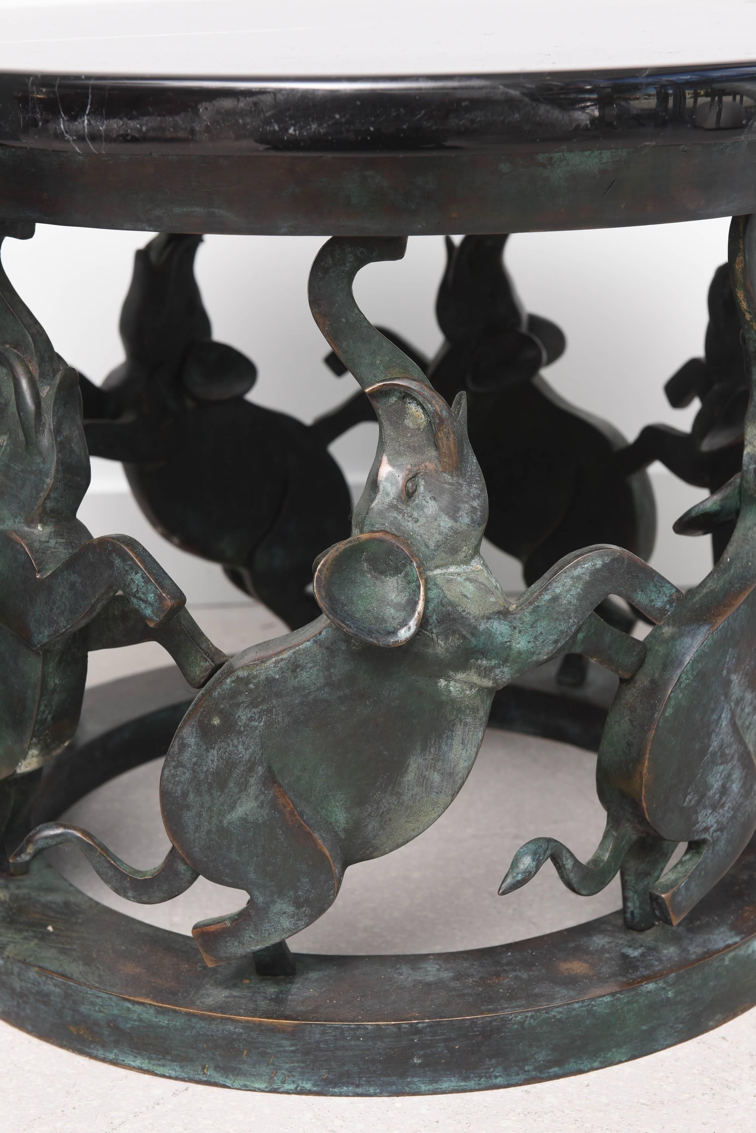 American Pair of Art Deco Bronze Elephant Tables