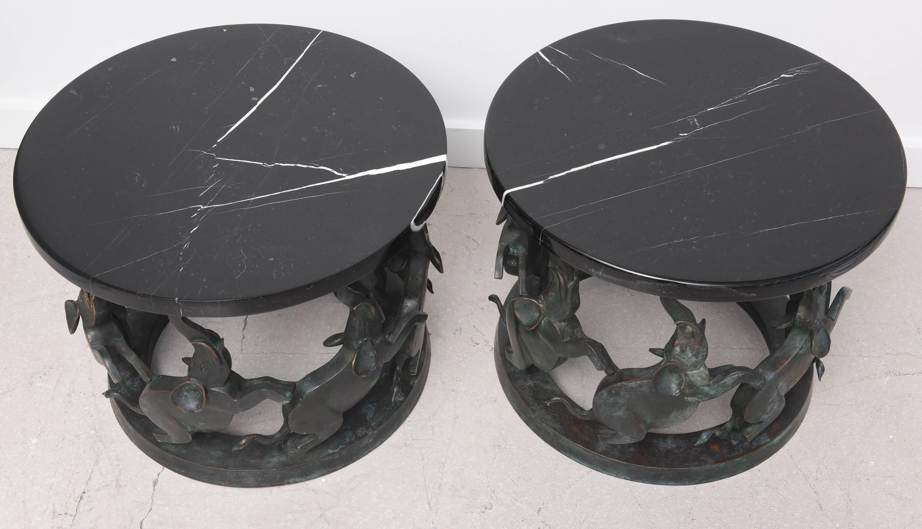 Pair of Art Deco Bronze Elephant Tables In Excellent Condition In West Palm Beach, FL