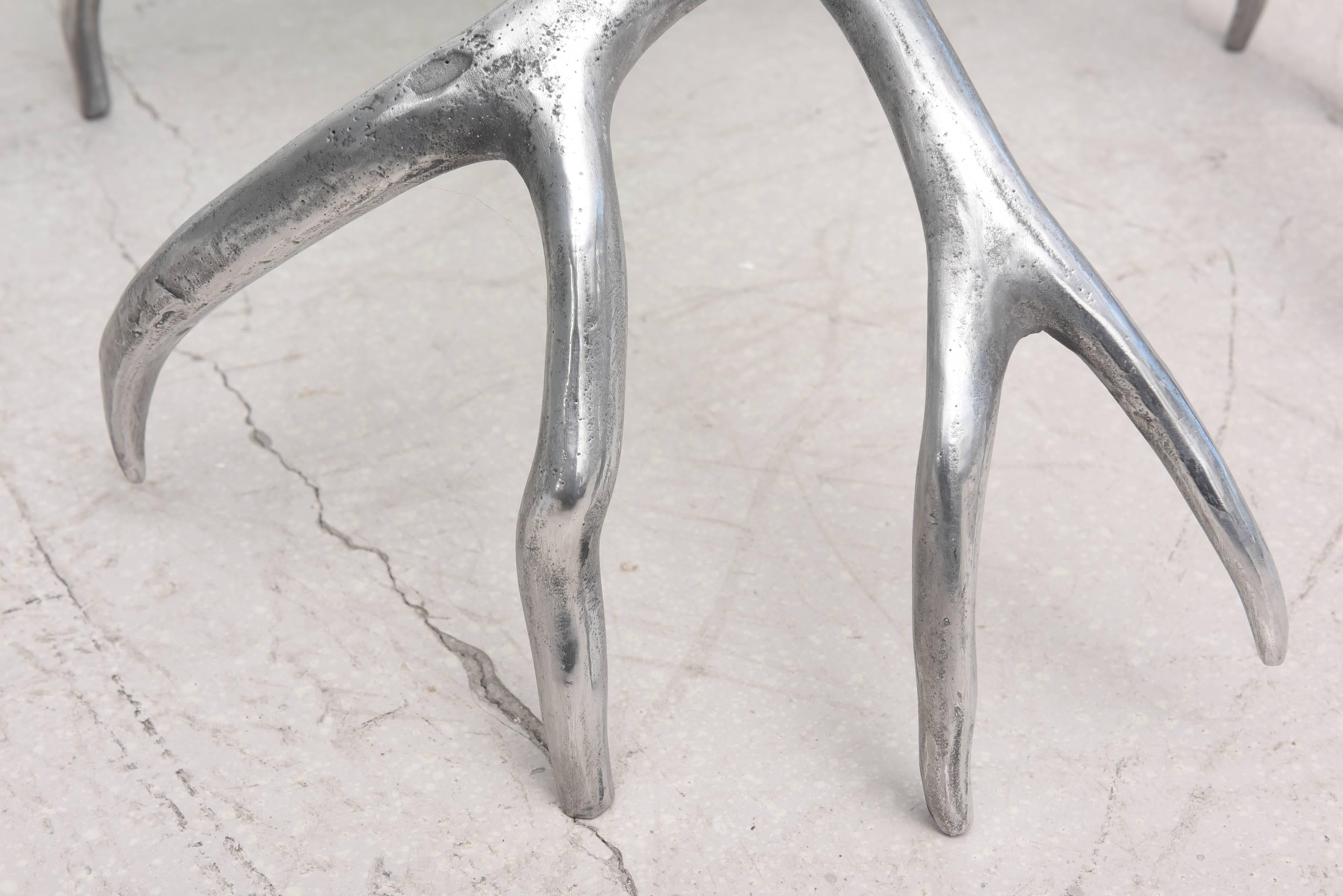 American Pair of Arthur Court Aluminum Antler Tables For Sale