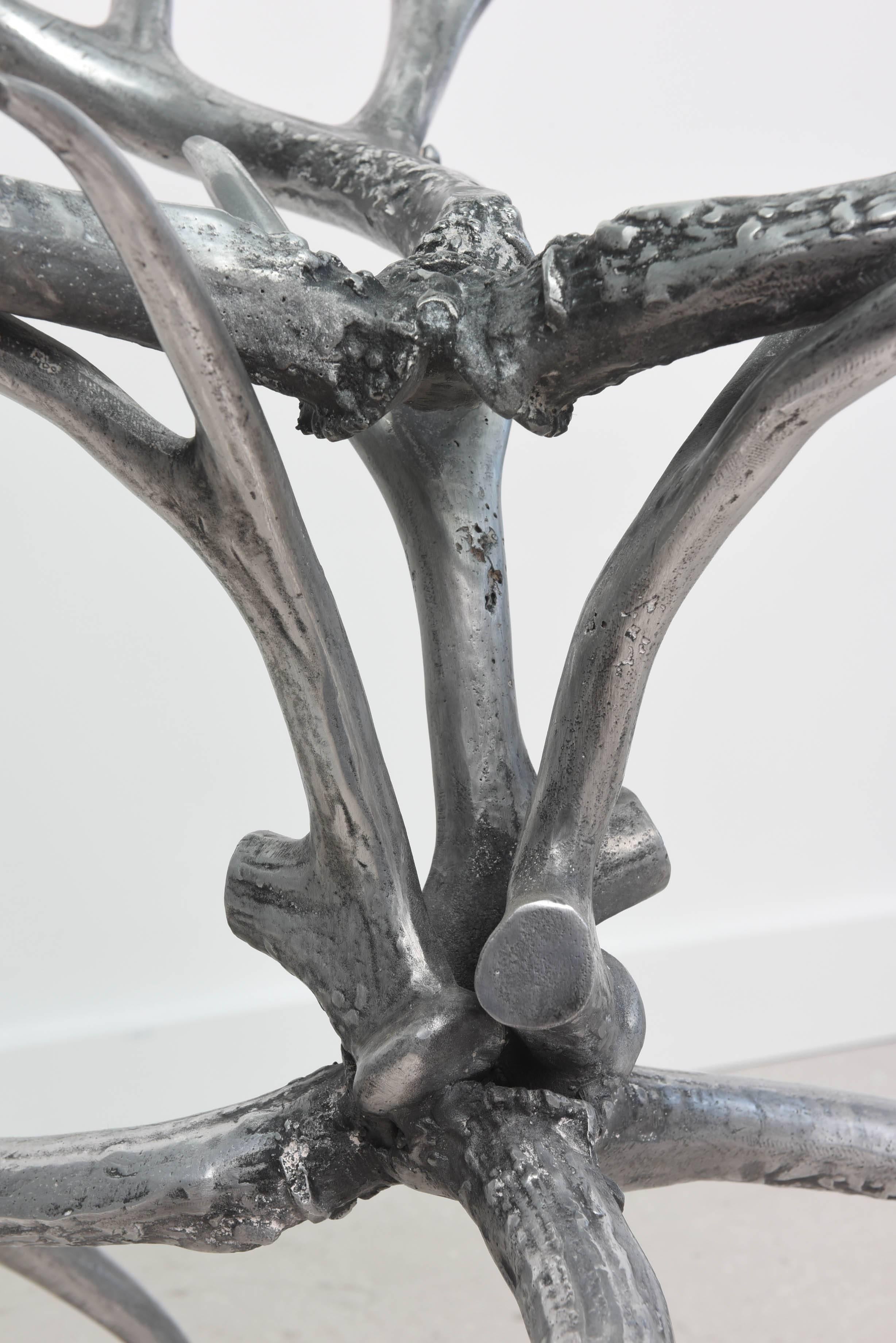 Pair of Arthur Court Aluminum Antler Tables In Good Condition For Sale In West Palm Beach, FL
