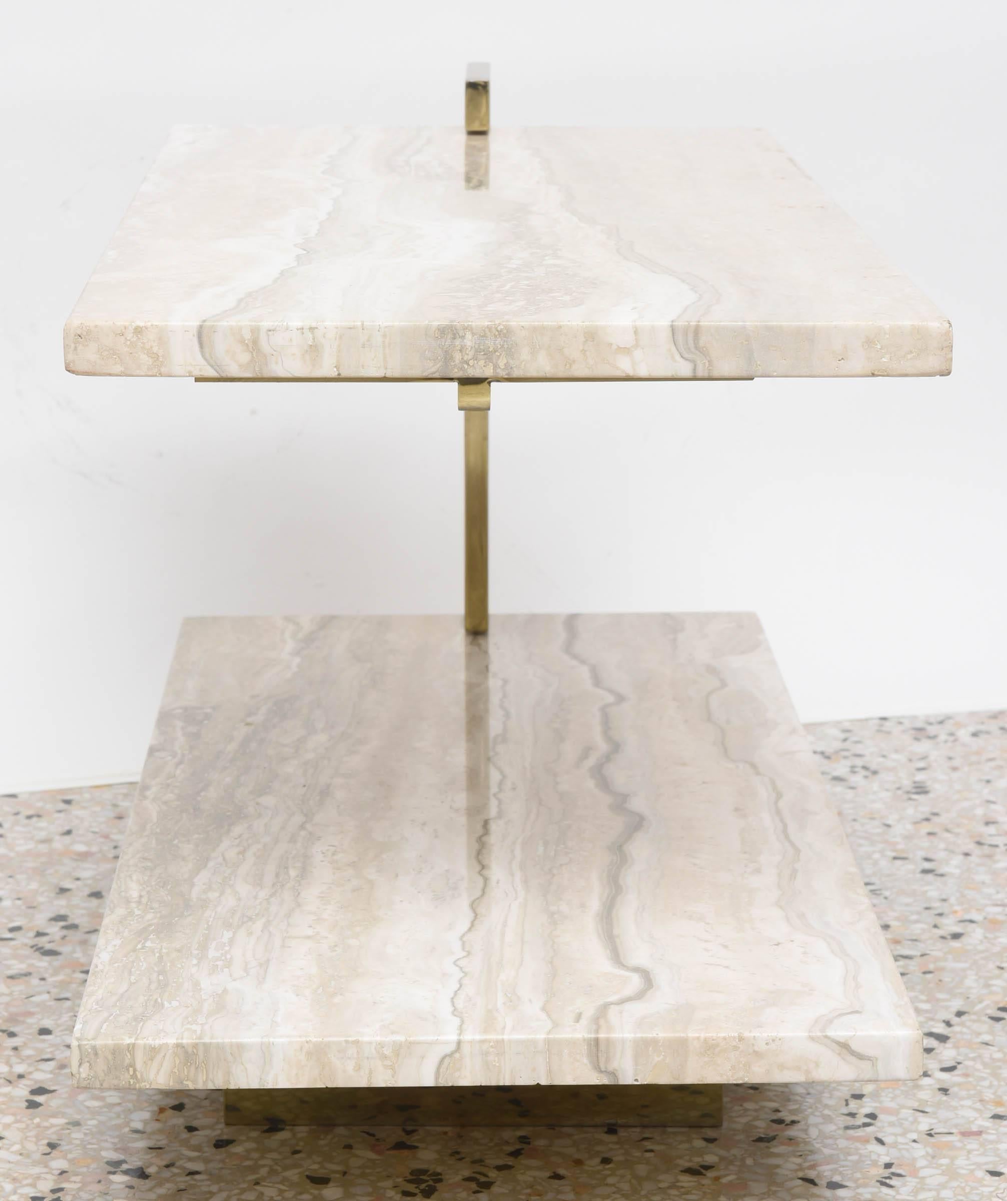 Two-Tiered Marble Side Table by Milo Baughman for Design Institute of America In Excellent Condition In West Palm Beach, FL