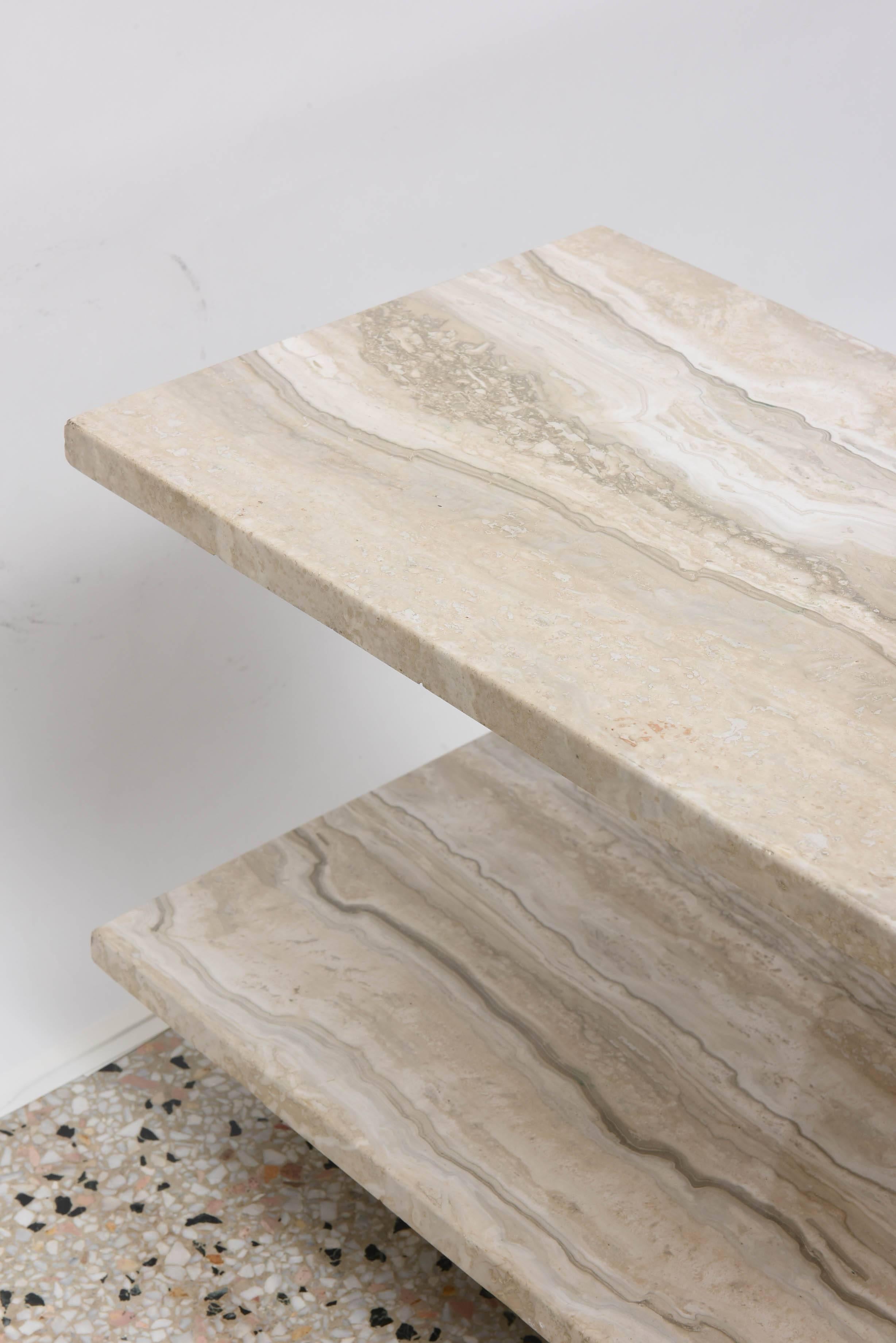 Two-Tiered Marble Side Table by Milo Baughman for Design Institute of America 3