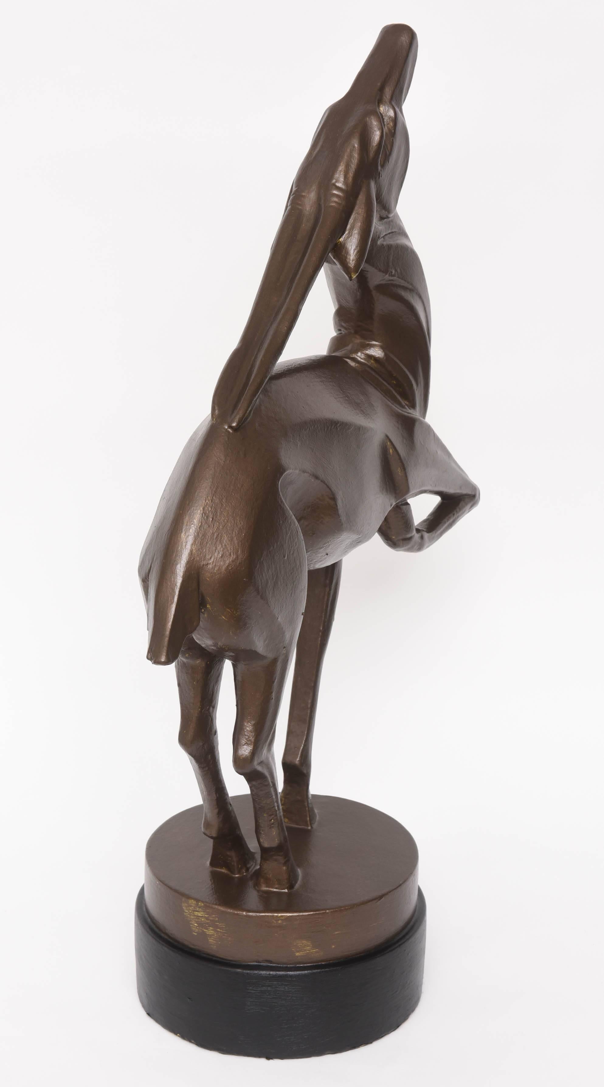 Bronzed American Art Deco Patinated Faux-Bronze Sculpture of a Gazelle, 1930s