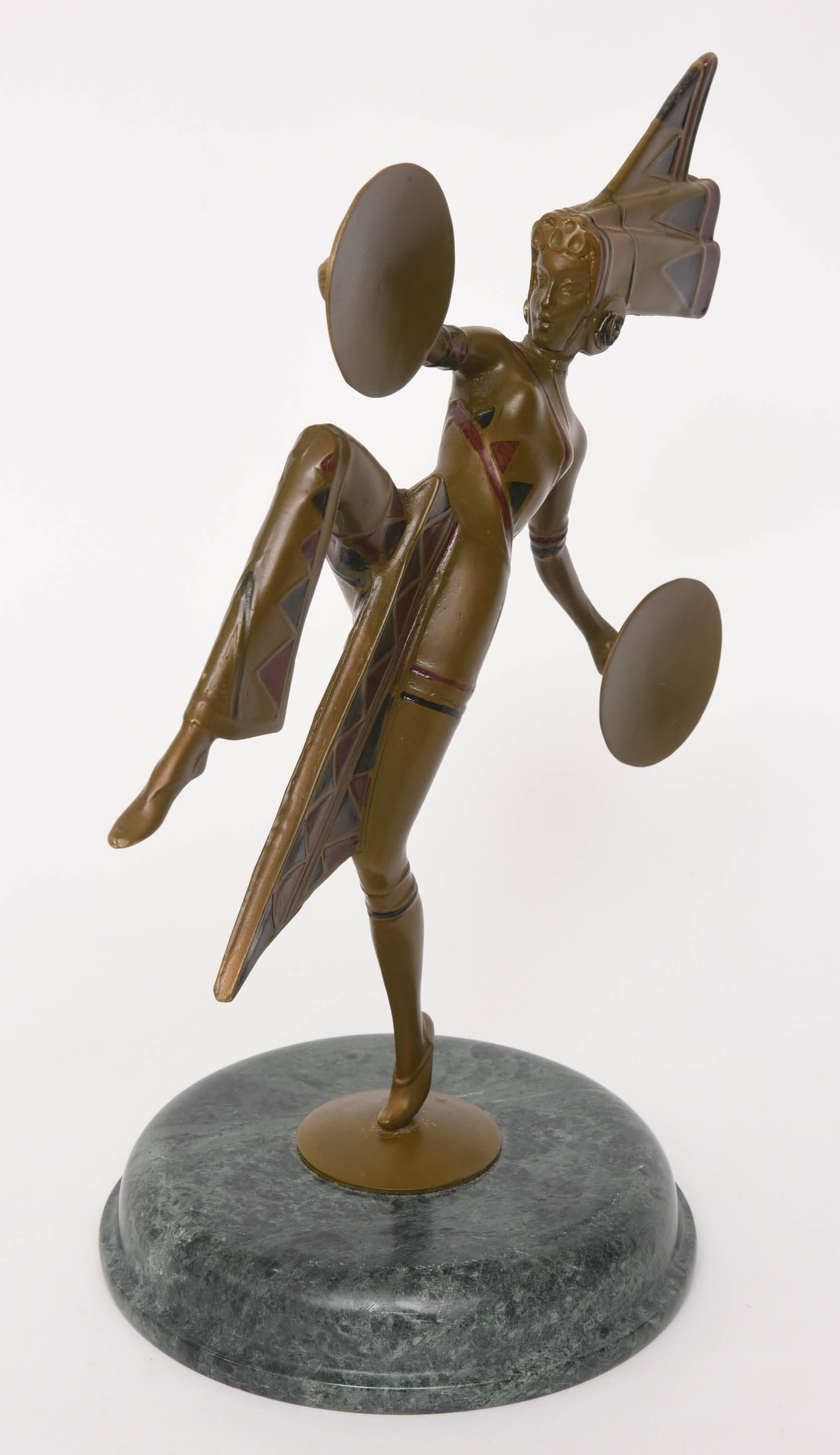 Sculpture en bronze patiné Art Déco d'une « danseuse » par Gerda Gerdago Bon état - En vente à West Palm Beach, FL