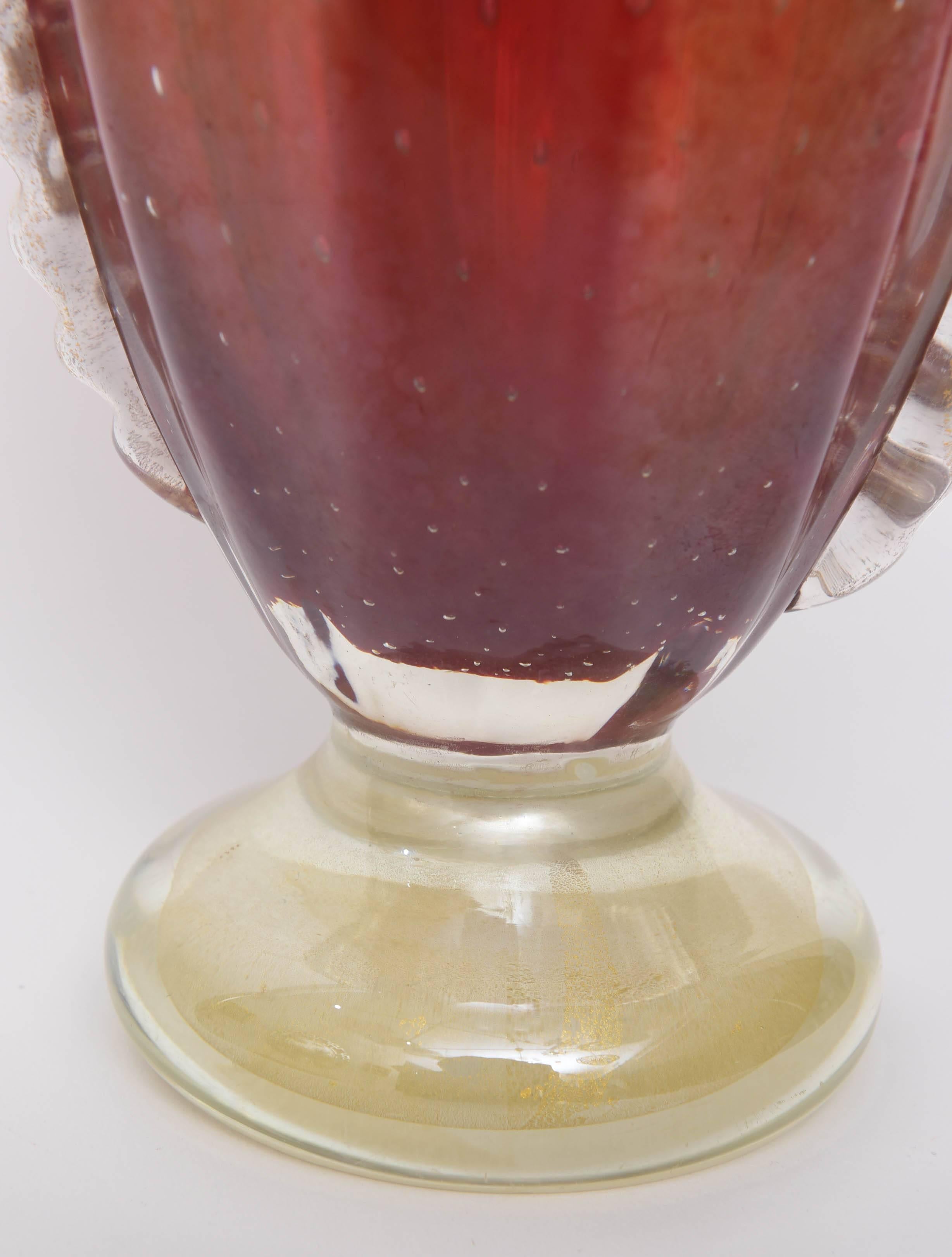 Art Deco Red and Gold Murano Vase by Ercole Barovier e Toso, 1930s-1940s 5