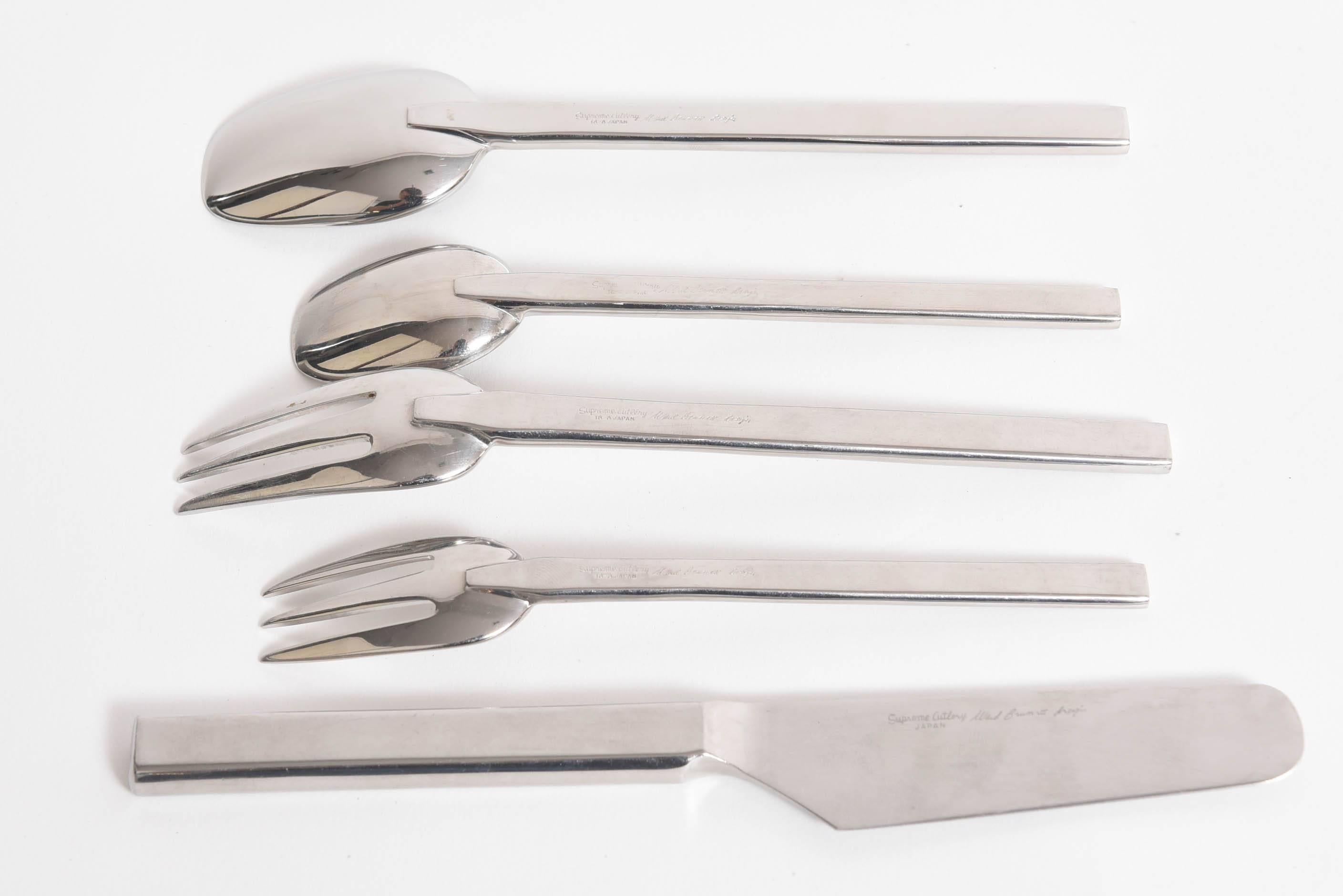 Japanese Mid-Century Modern American Ward Bennett Stainless Flatware Supreme Cutlery For Sale