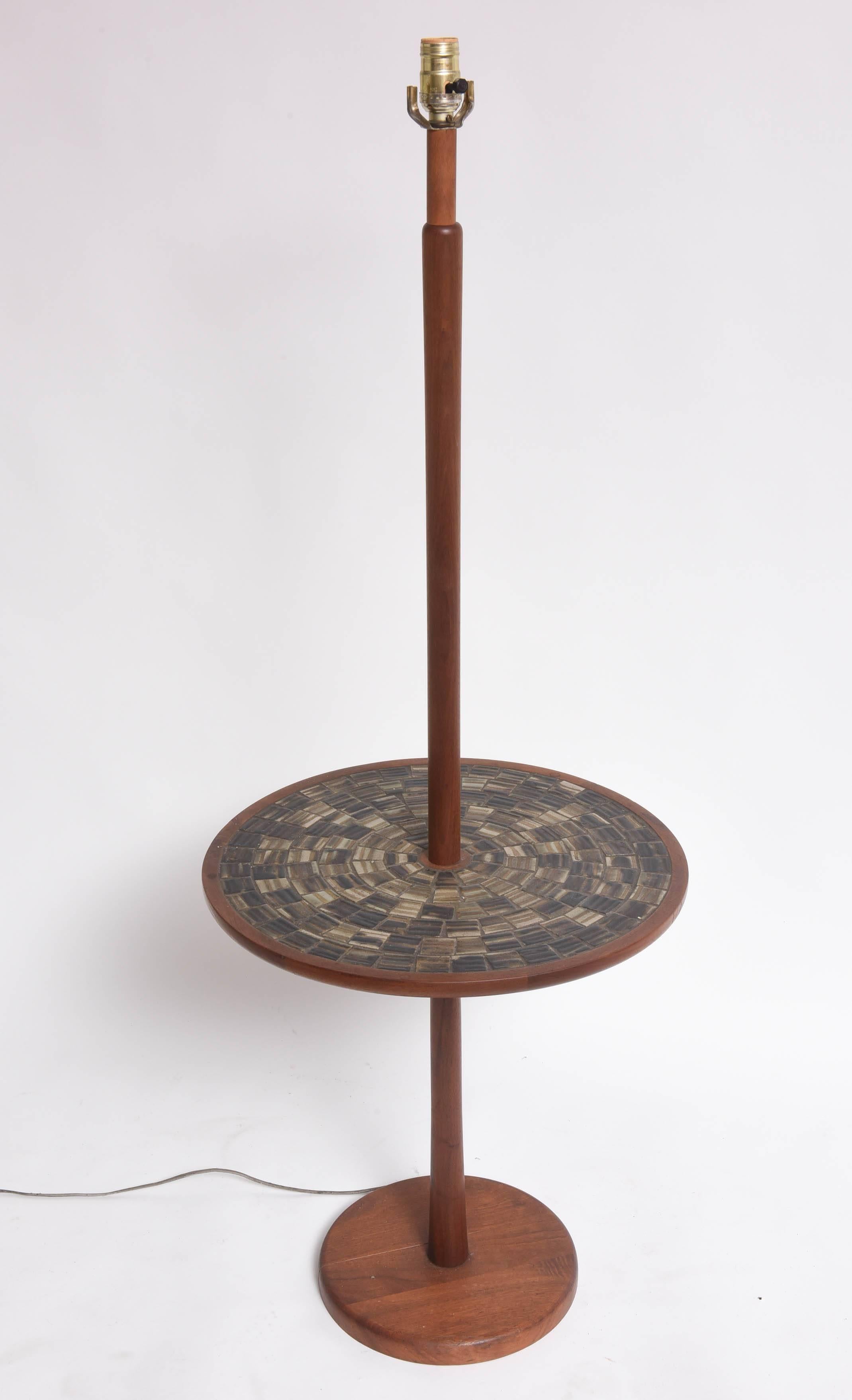 Stained Mid-Century Modern America Ceramic, Walnut Gordon & Jane Martz Table Floor Lamp
