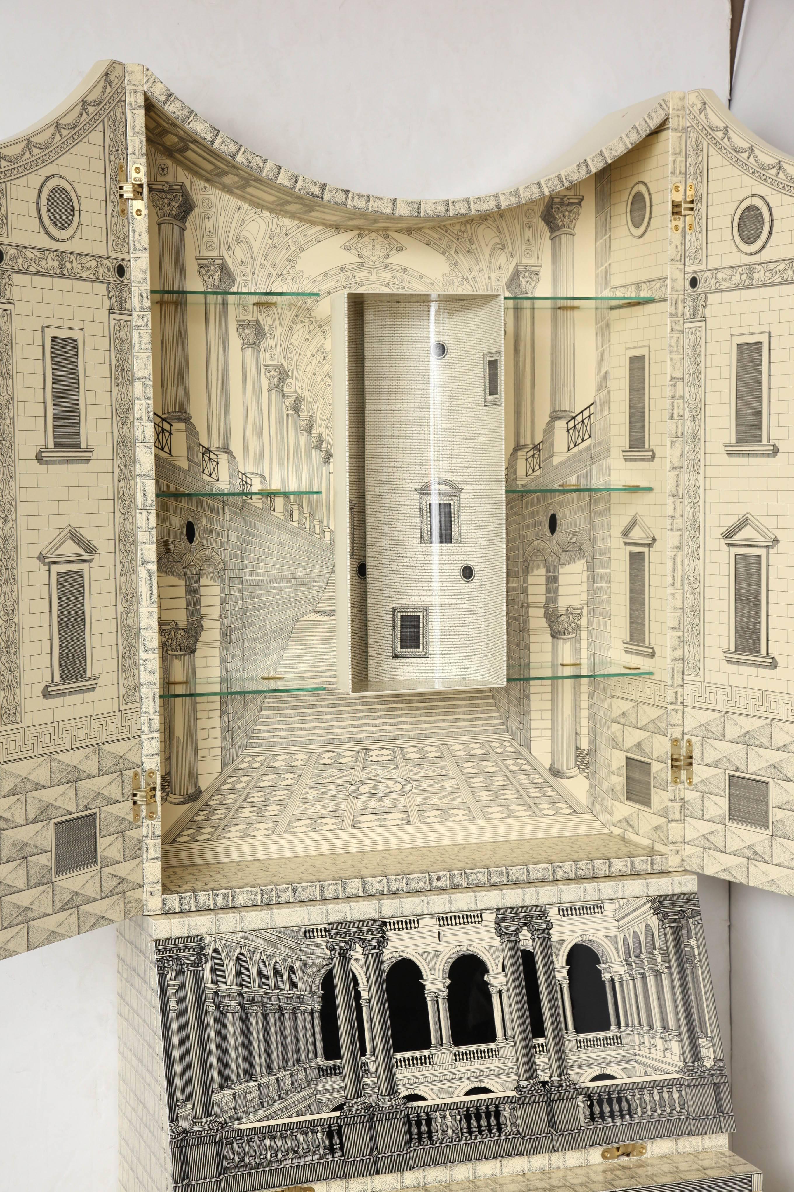 Fornasetti Architettura Trumeau Cabinet, by Atelier Fornasetti In Excellent Condition In Macclesfield, Cheshire