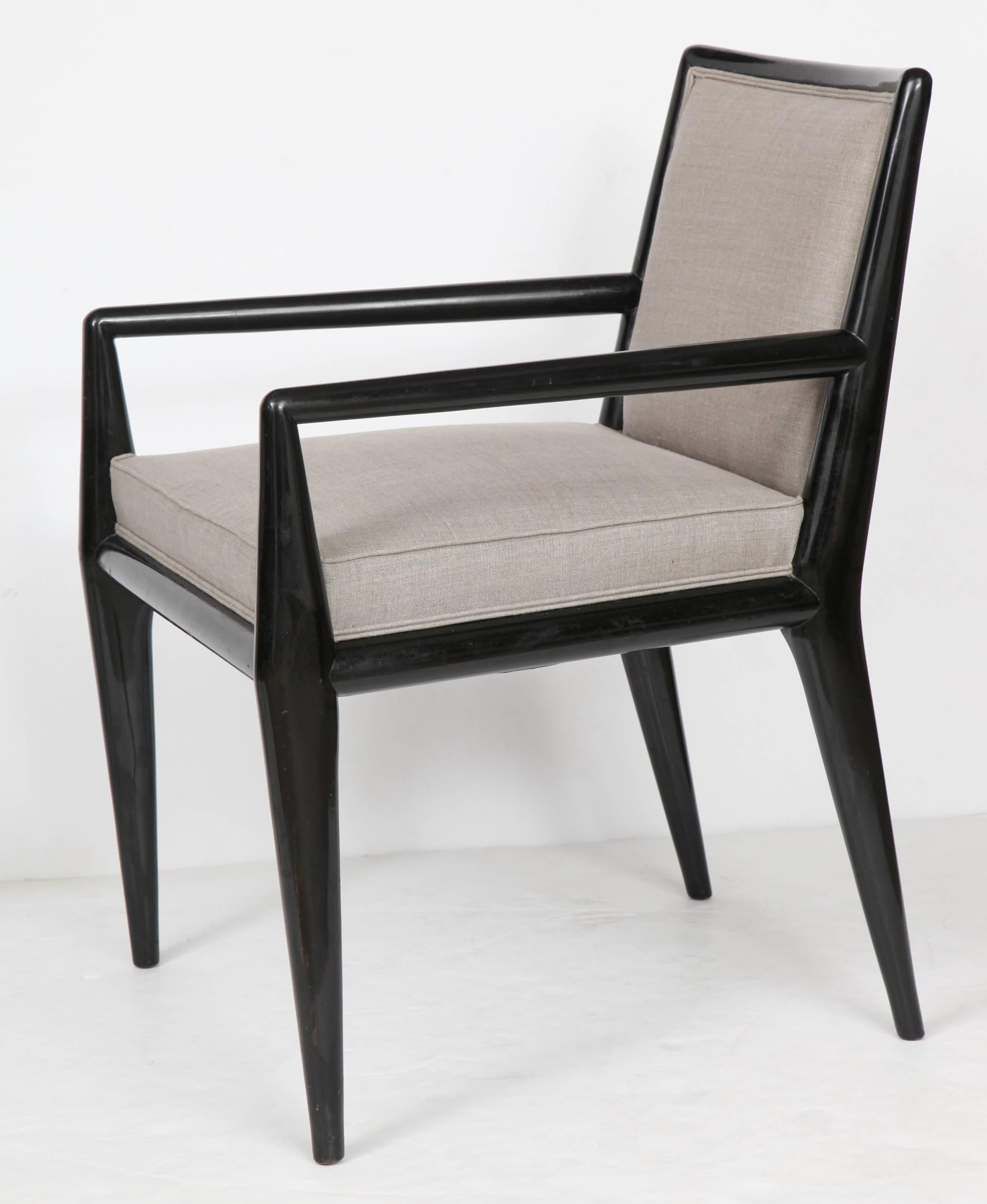 Lacquered Six Black Lacquer Dining Chairs by Robsjohn-Gibbings
