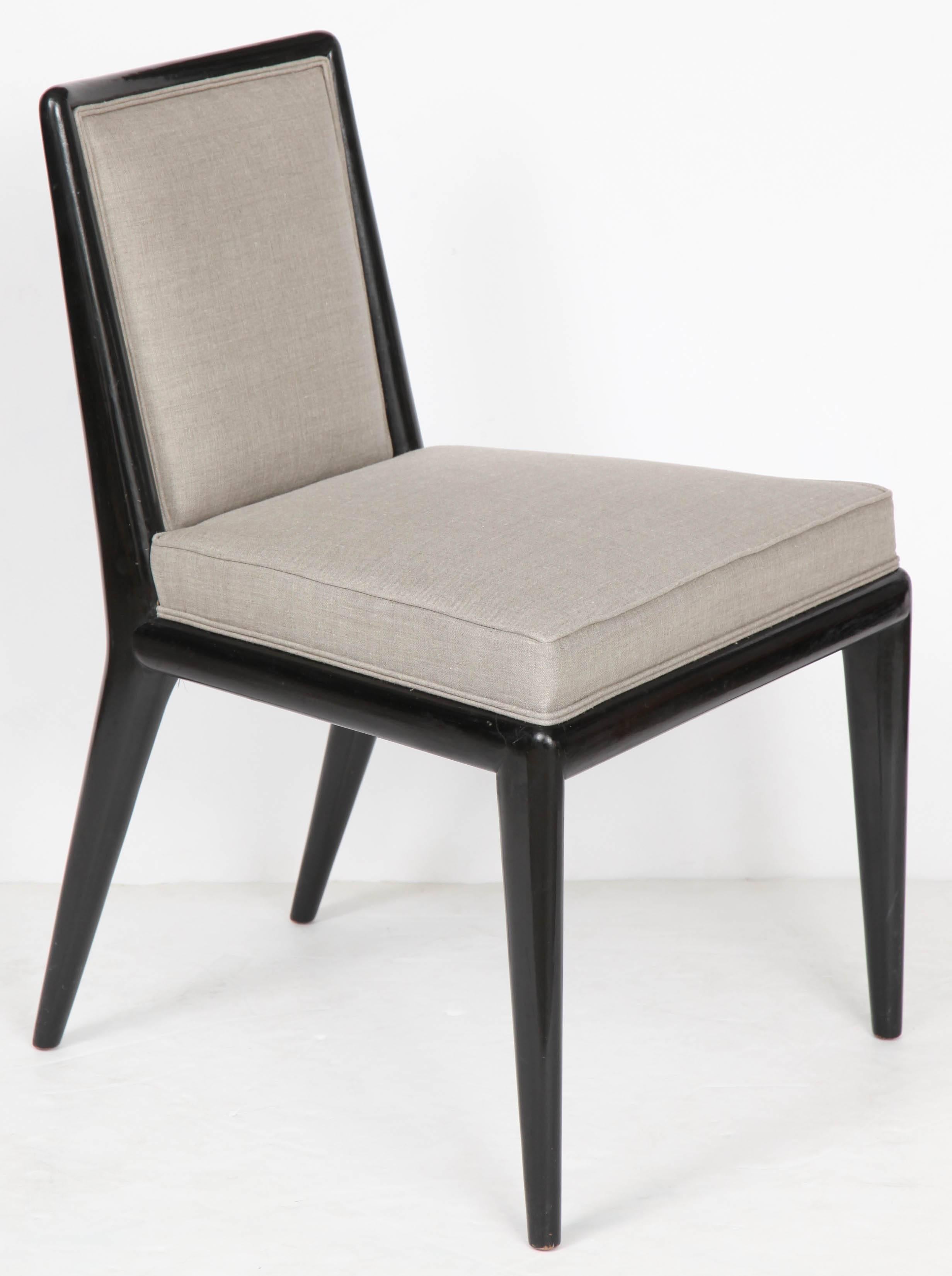 Six Black Lacquer Dining Chairs by Robsjohn-Gibbings 1