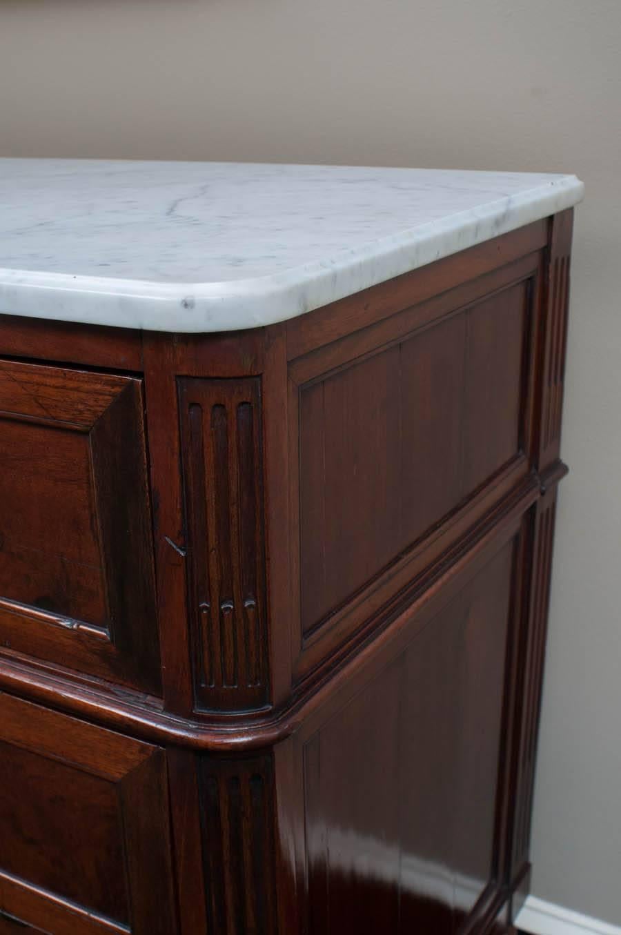 19th Century Directoire Style Three-Drawer Marble-Top Commode, France, circa 1850