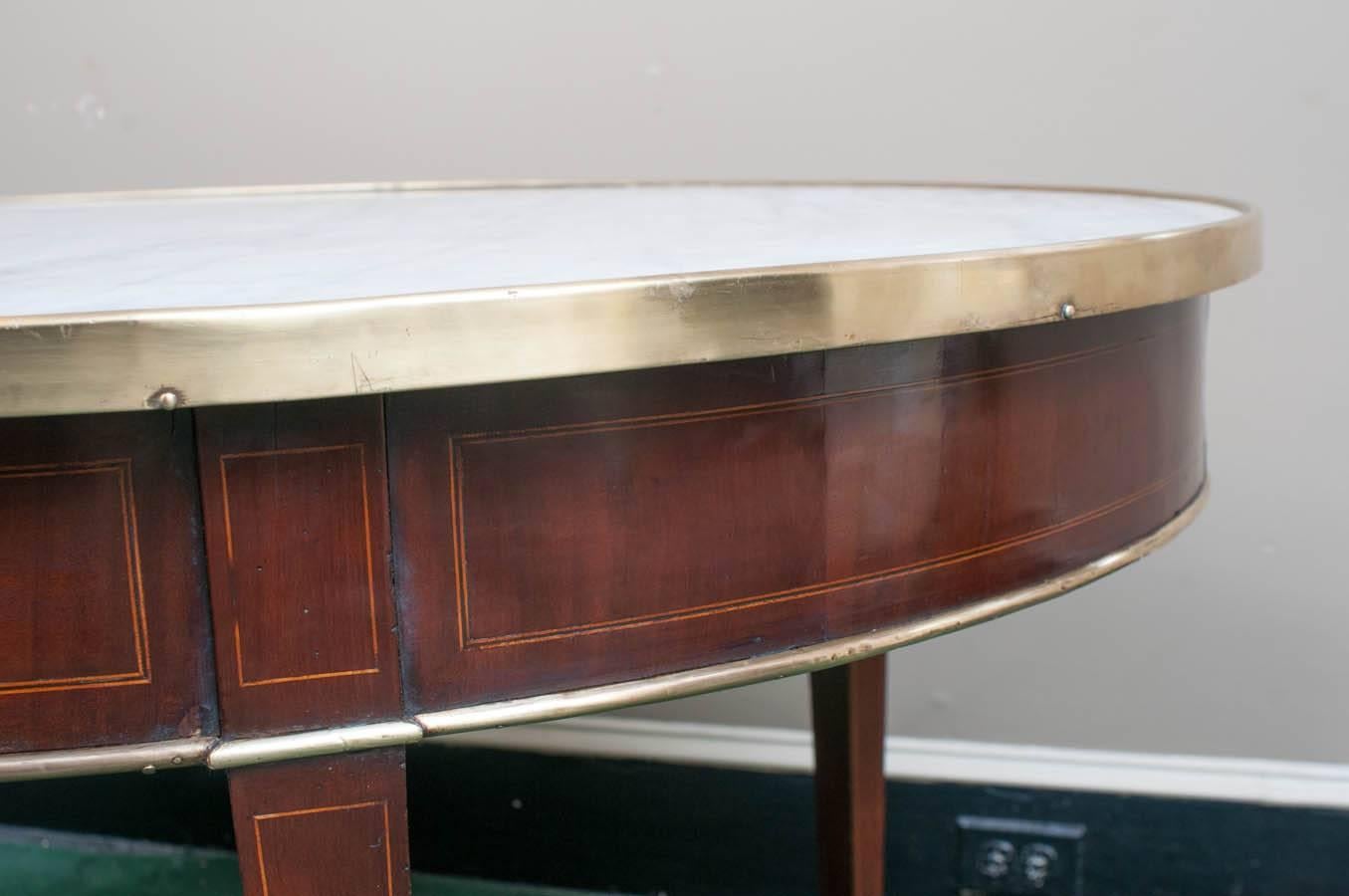 Rare Marble-Topped Edwardian Dining or Center Table, England, circa 1910 In Excellent Condition In Alexandria, VA