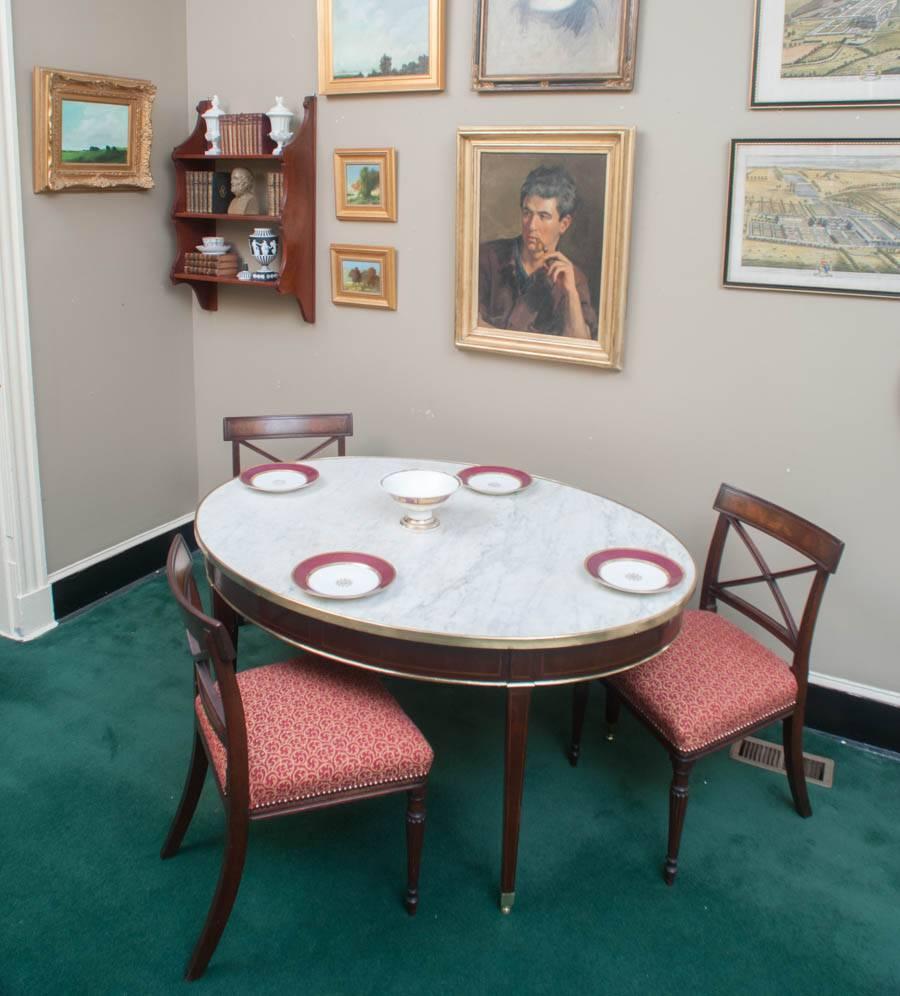 20th Century Rare Marble-Topped Edwardian Dining or Center Table, England, circa 1910