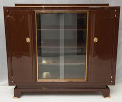 French Art Deco Mahogany Cabinet  signed piece by Jules Leleu