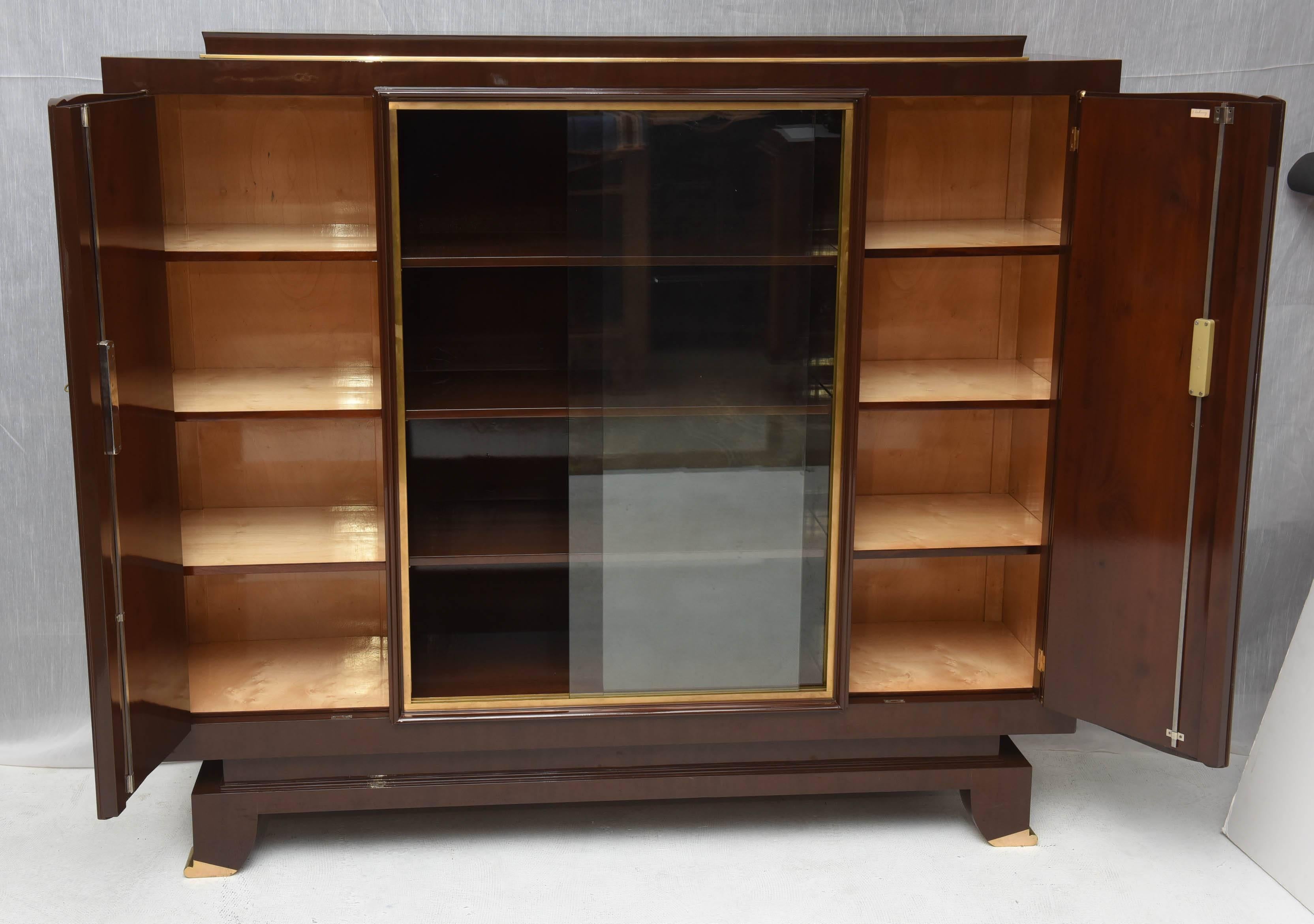 Mid-20th Century French Art Deco Mahogany Cabinet  signed piece by Jules Leleu 