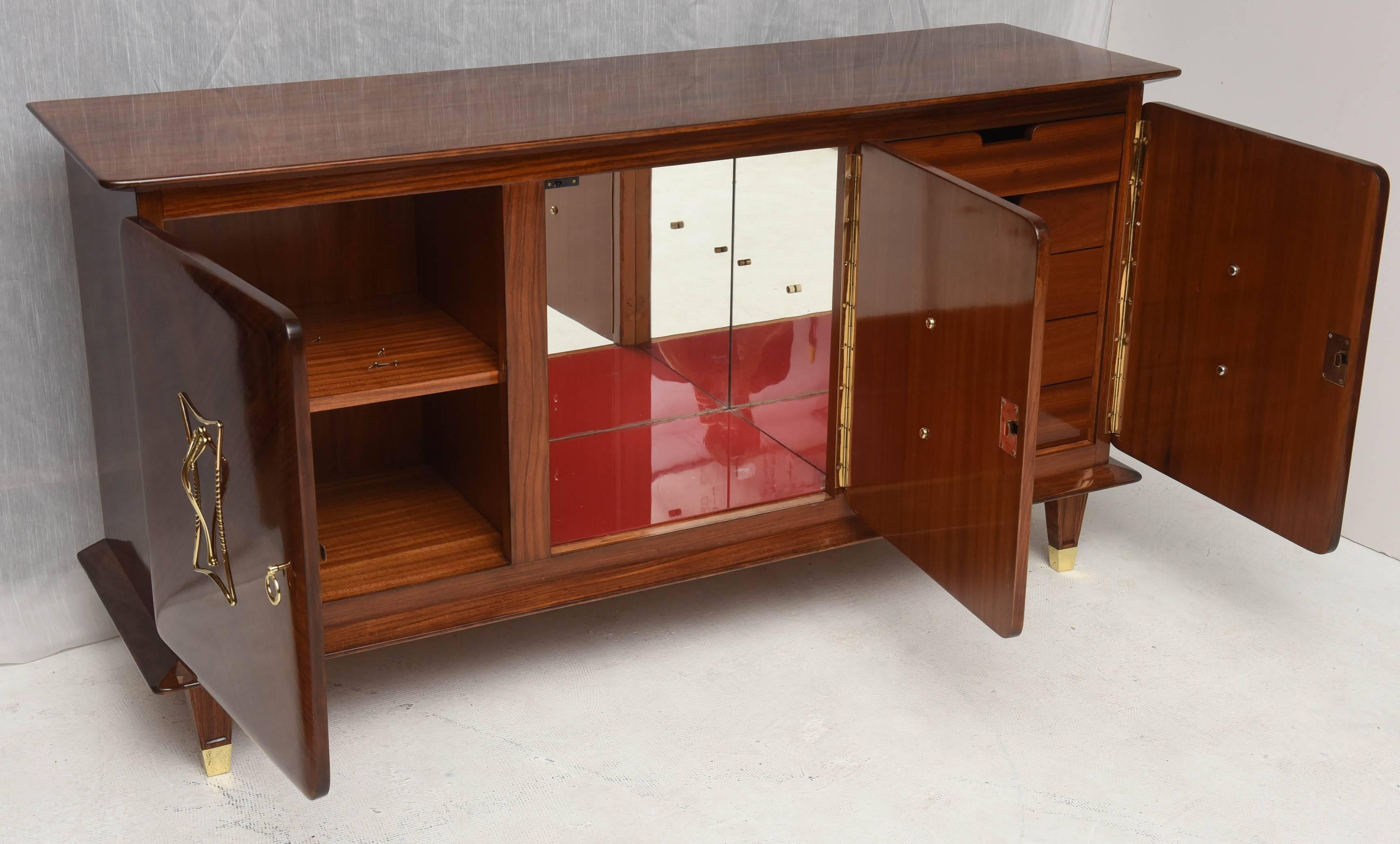 Italian Midcentury Rosewood Sideboard  In Good Condition In Miami, FL