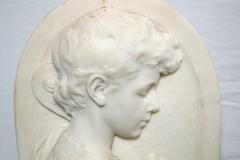 Carved White Marble Profile Plaque
