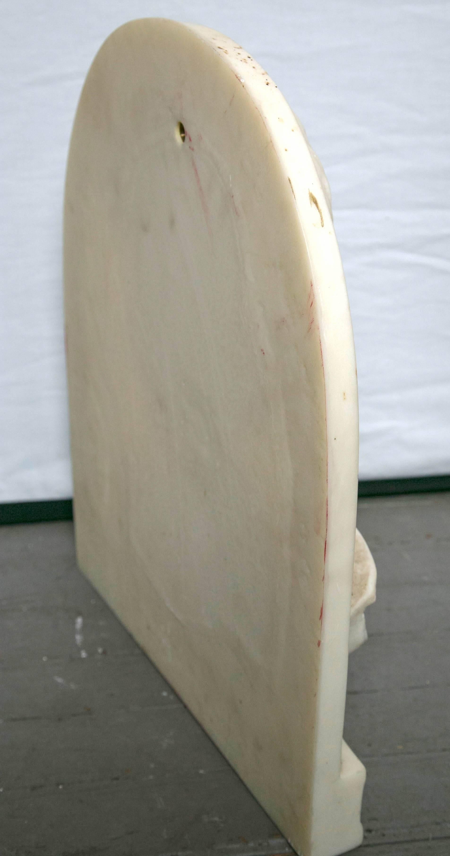 Hand-Carved Carved White Marble Profile Plaque