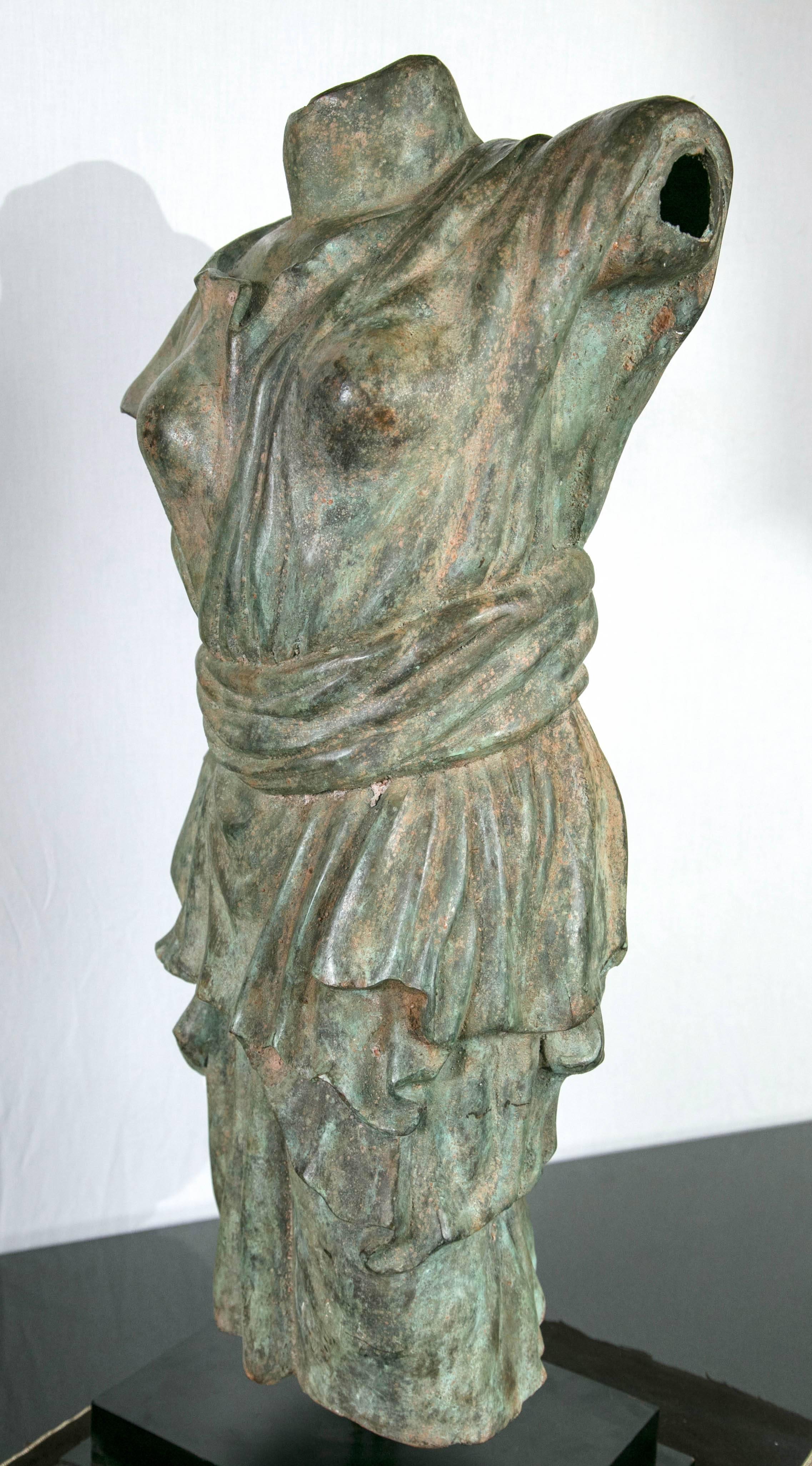 Draped Female Torso in Bronze, after the Antique In Excellent Condition In Woodbury, CT