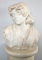 Carved White Marble Bust of a Young Lady