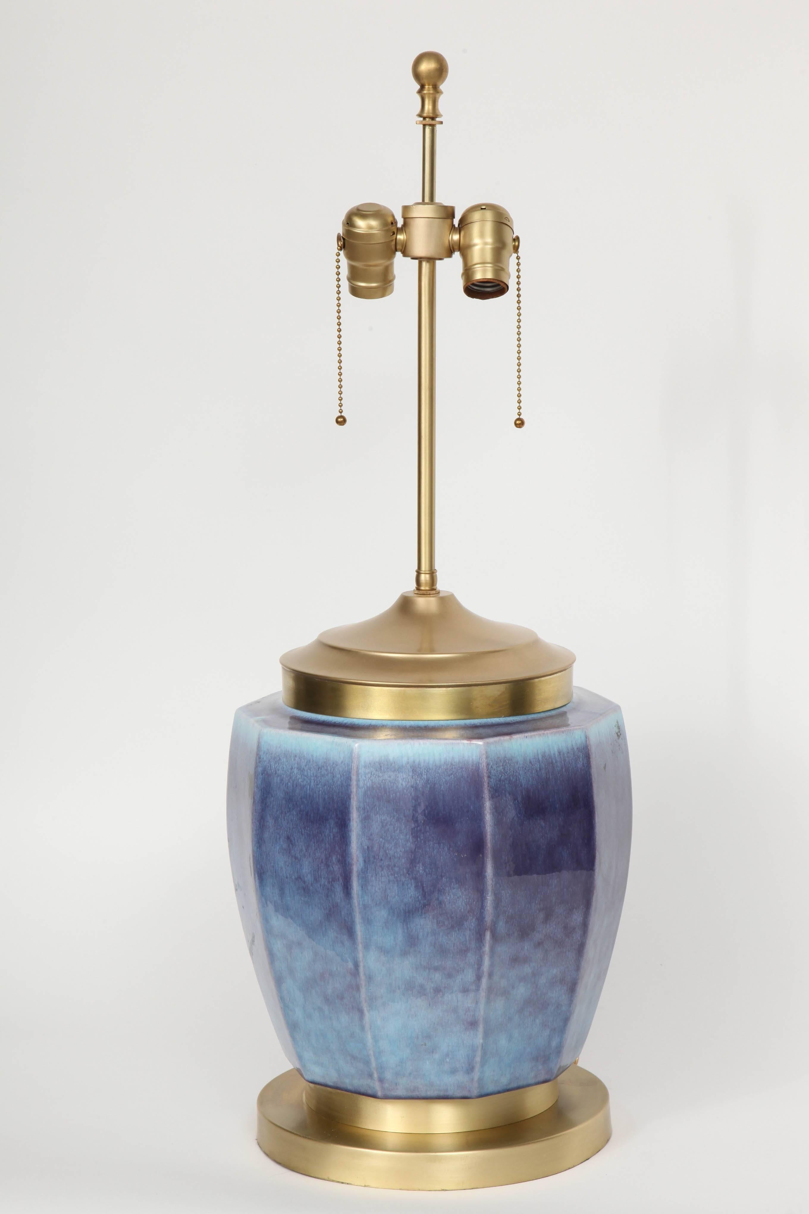 Mid-Century Modern Stiffel Violet Glazed Ceramic Lamp