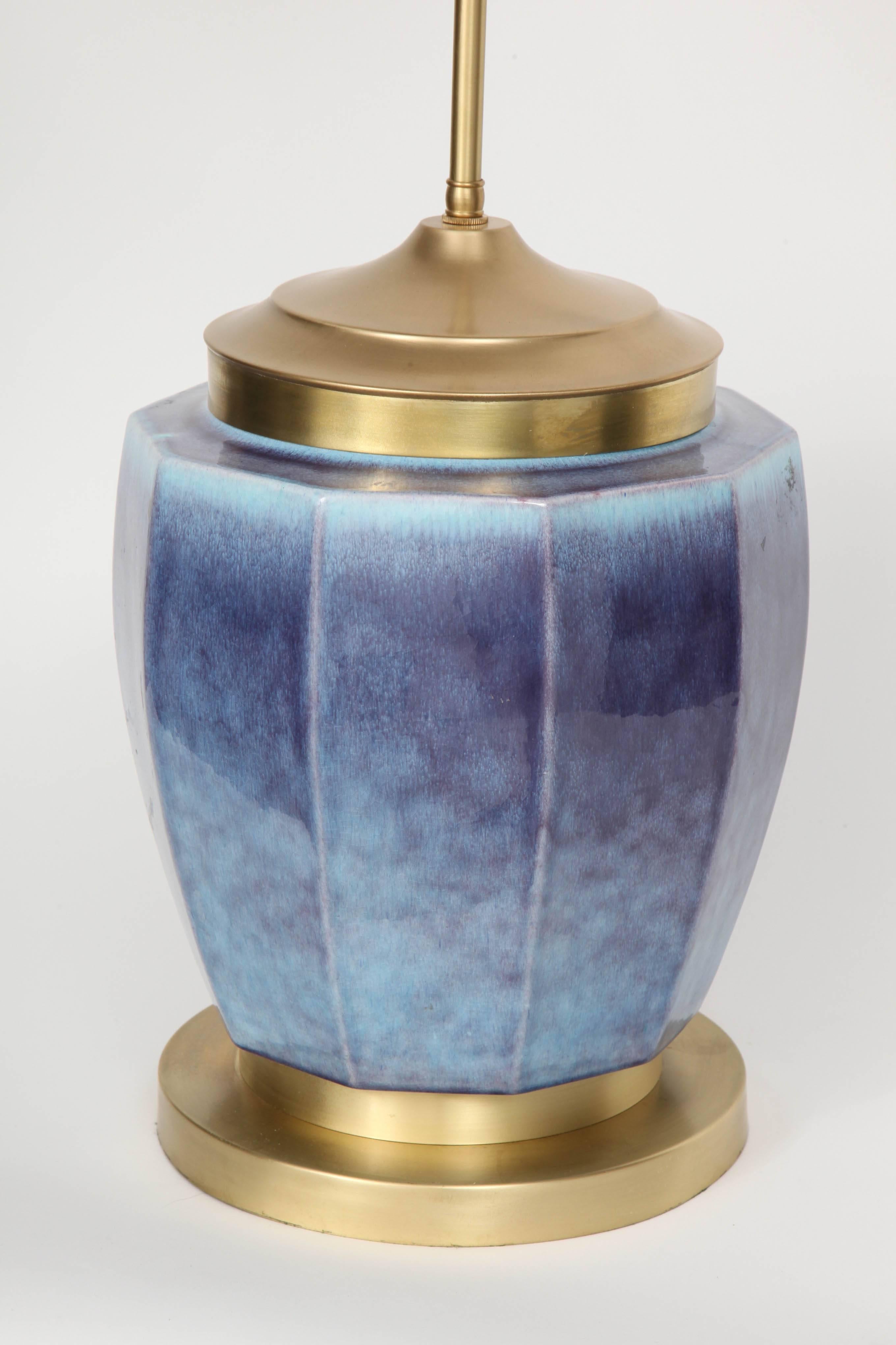 American Stiffel Violet Glazed Ceramic Lamp