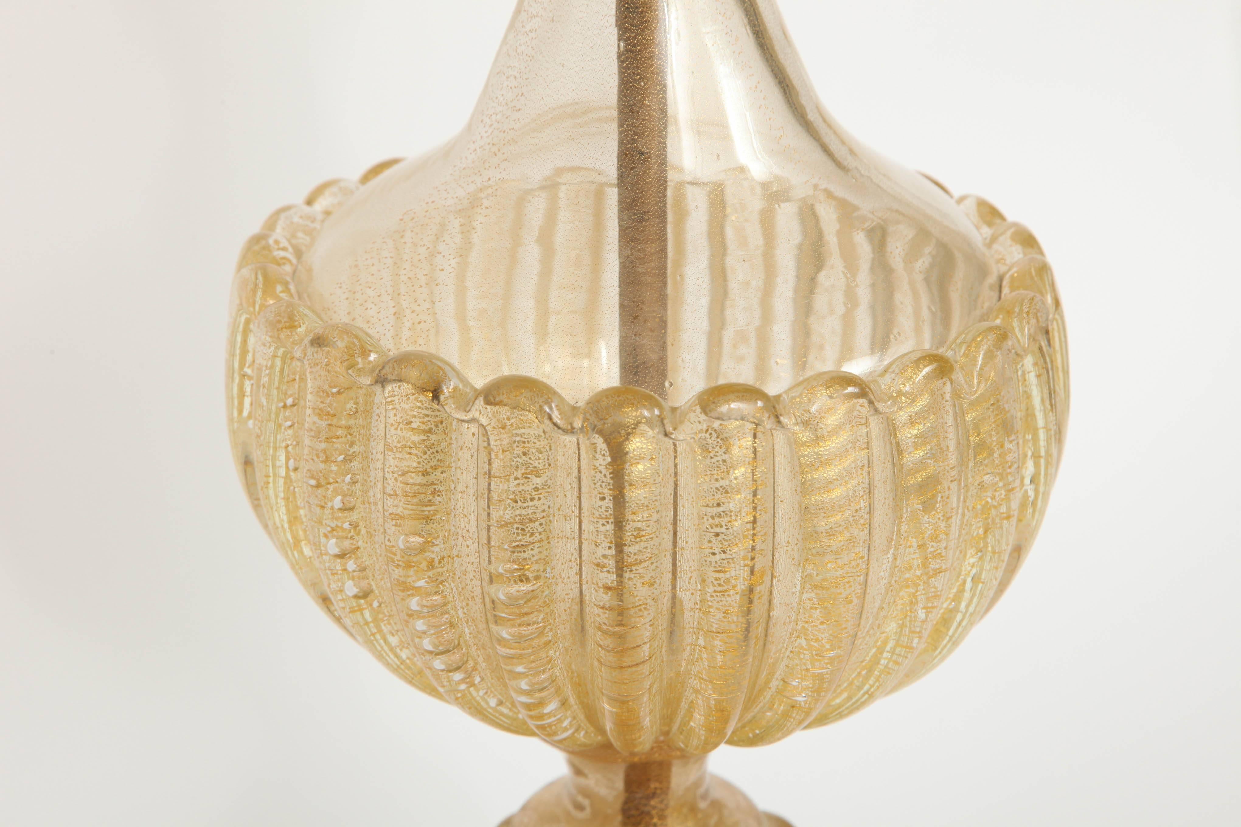 Barovier 22kt Gold Fleck Inclusion Murano Glass Lamps 4