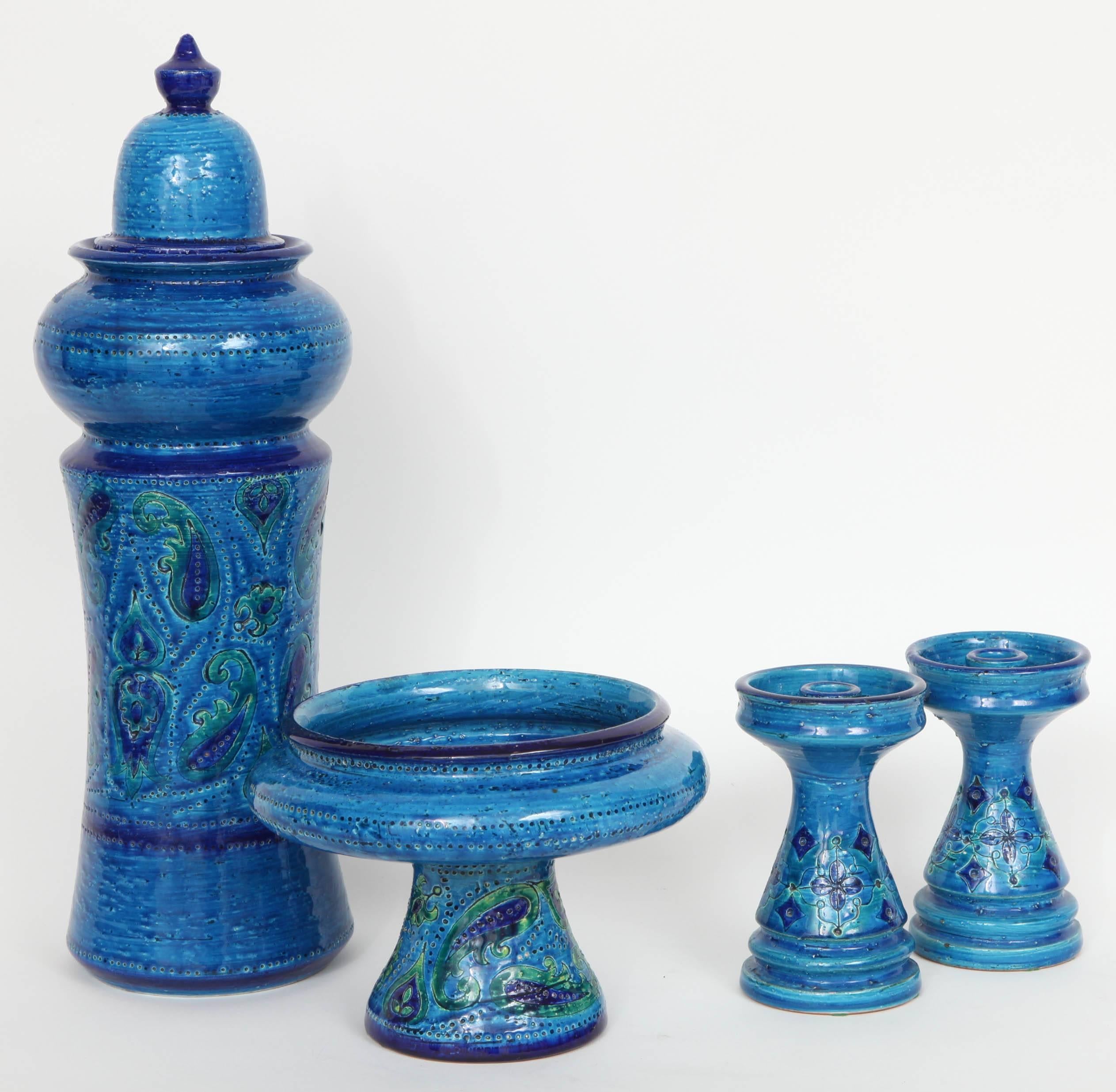 Mid-Century Modern Four-Piece Rimini Blue Ceramic Set by Bitossi