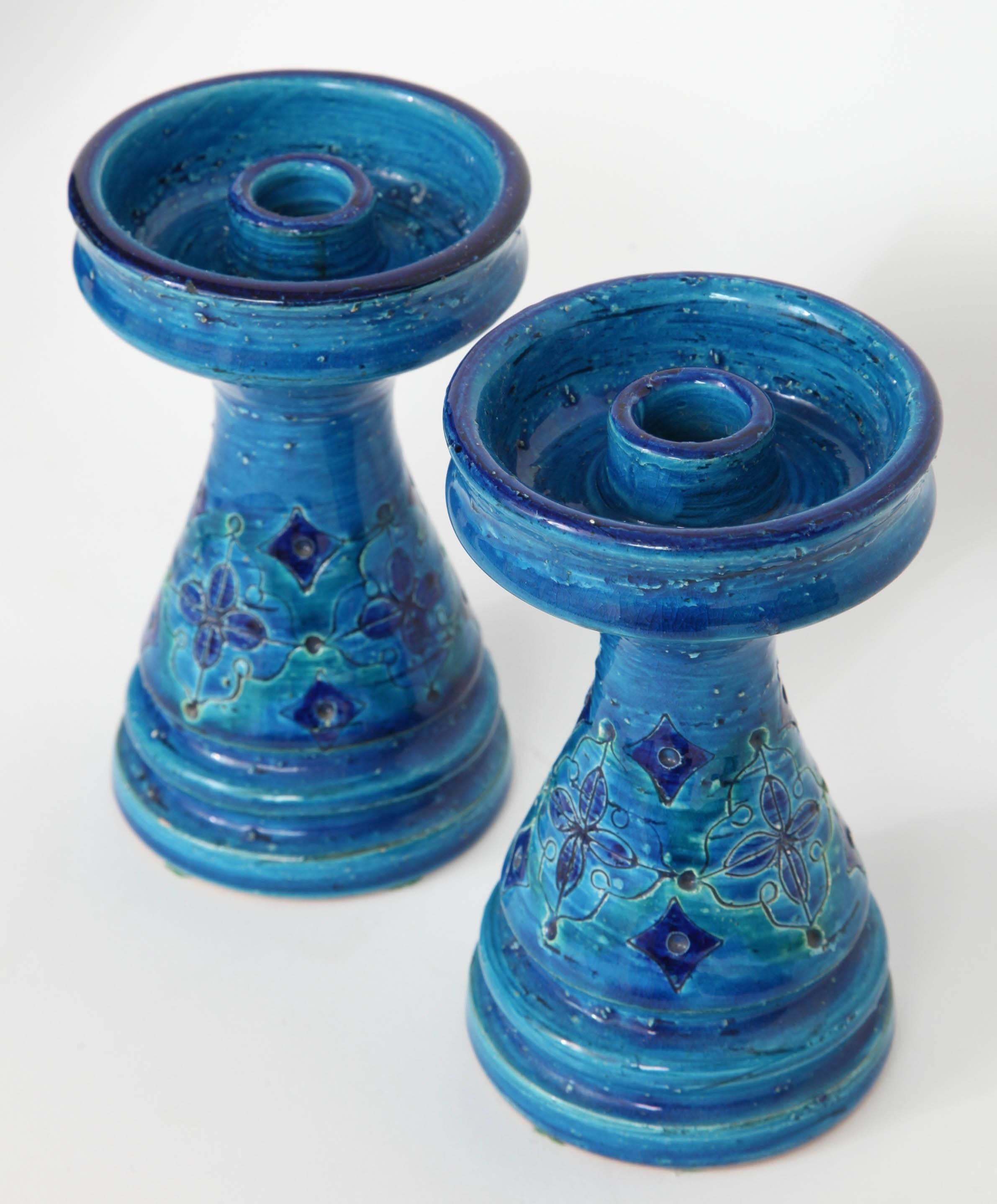 Four-Piece Rimini Blue Ceramic Set by Bitossi In Excellent Condition In New York, NY