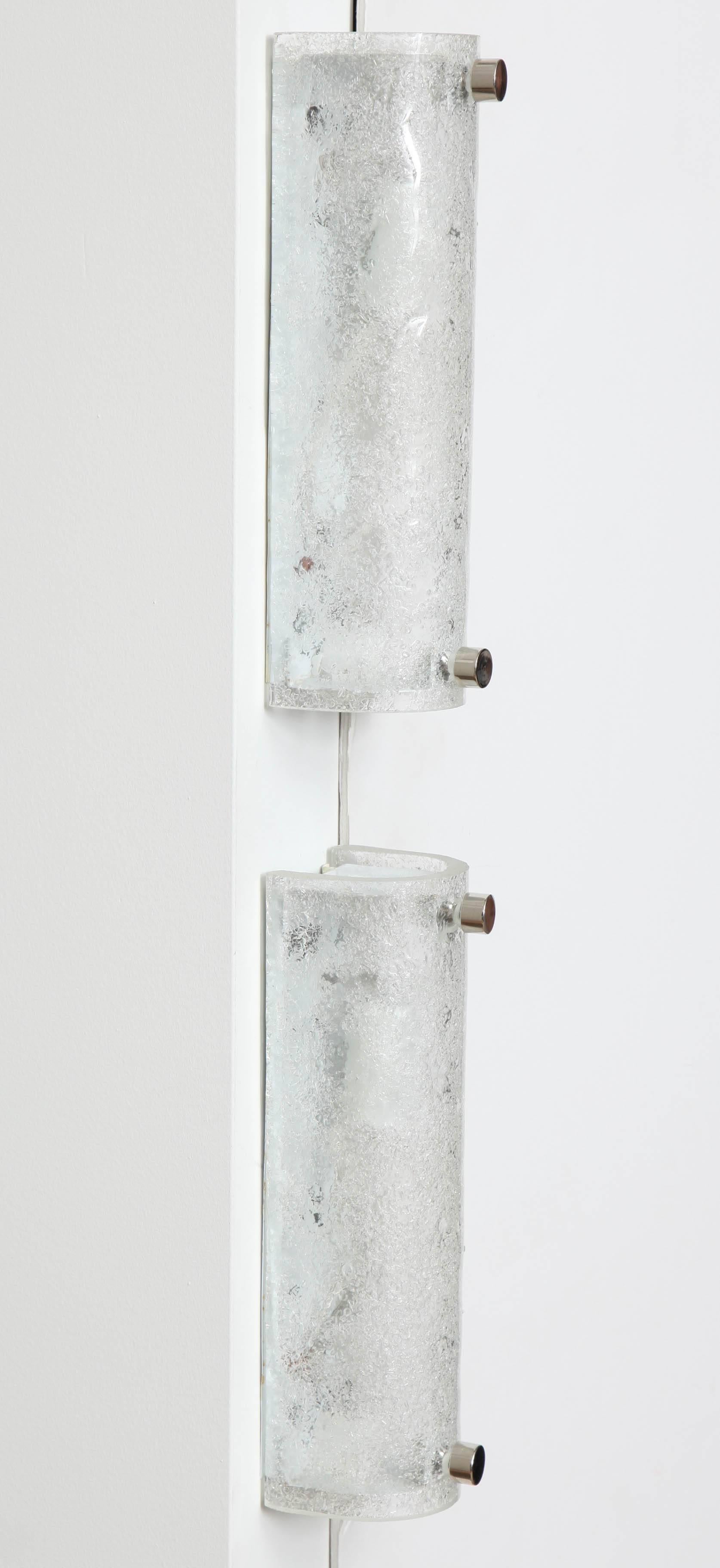 Scandinavian Modern Ice Glass Sconces by Kaiser