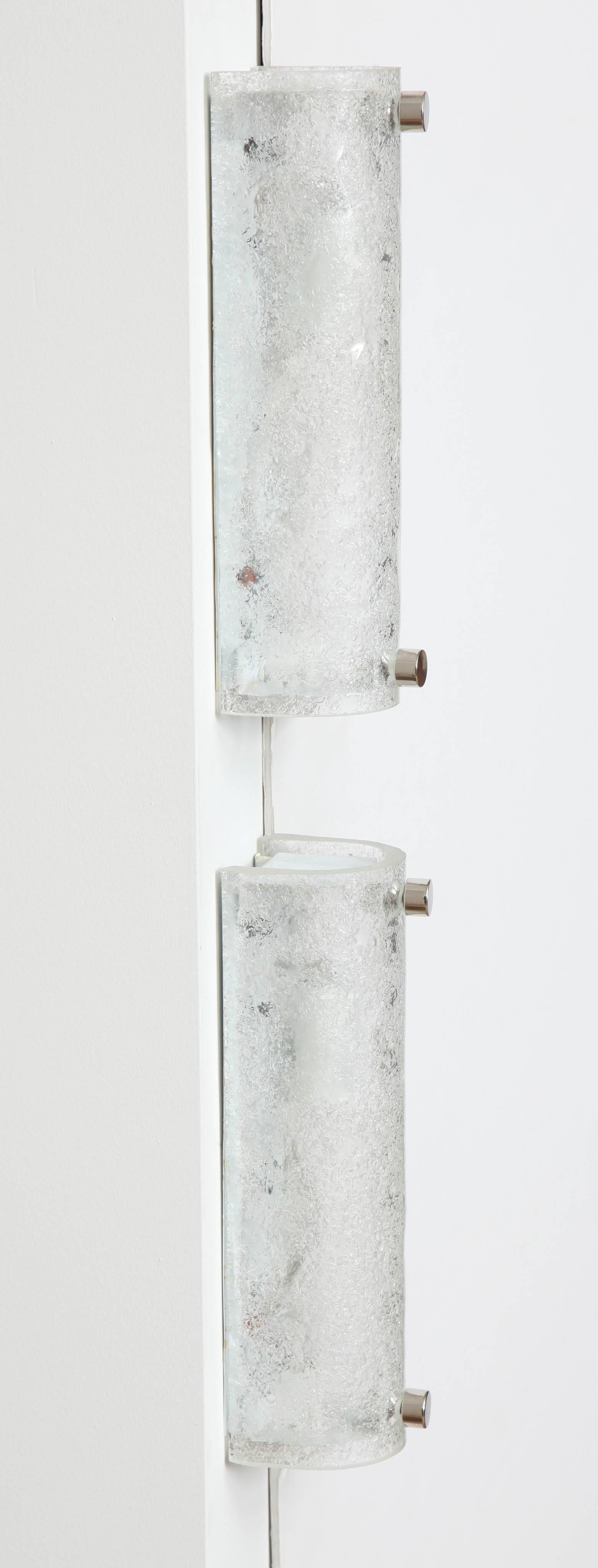 German Ice Glass Sconces by Kaiser