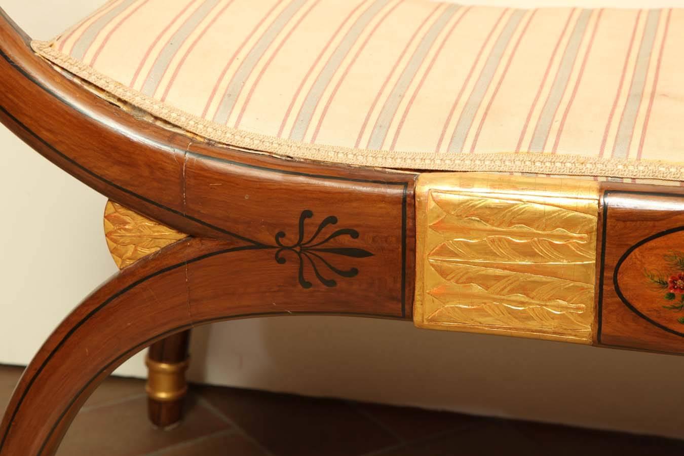 Regency Curule Form Window Bench In Excellent Condition In Westwood, NJ