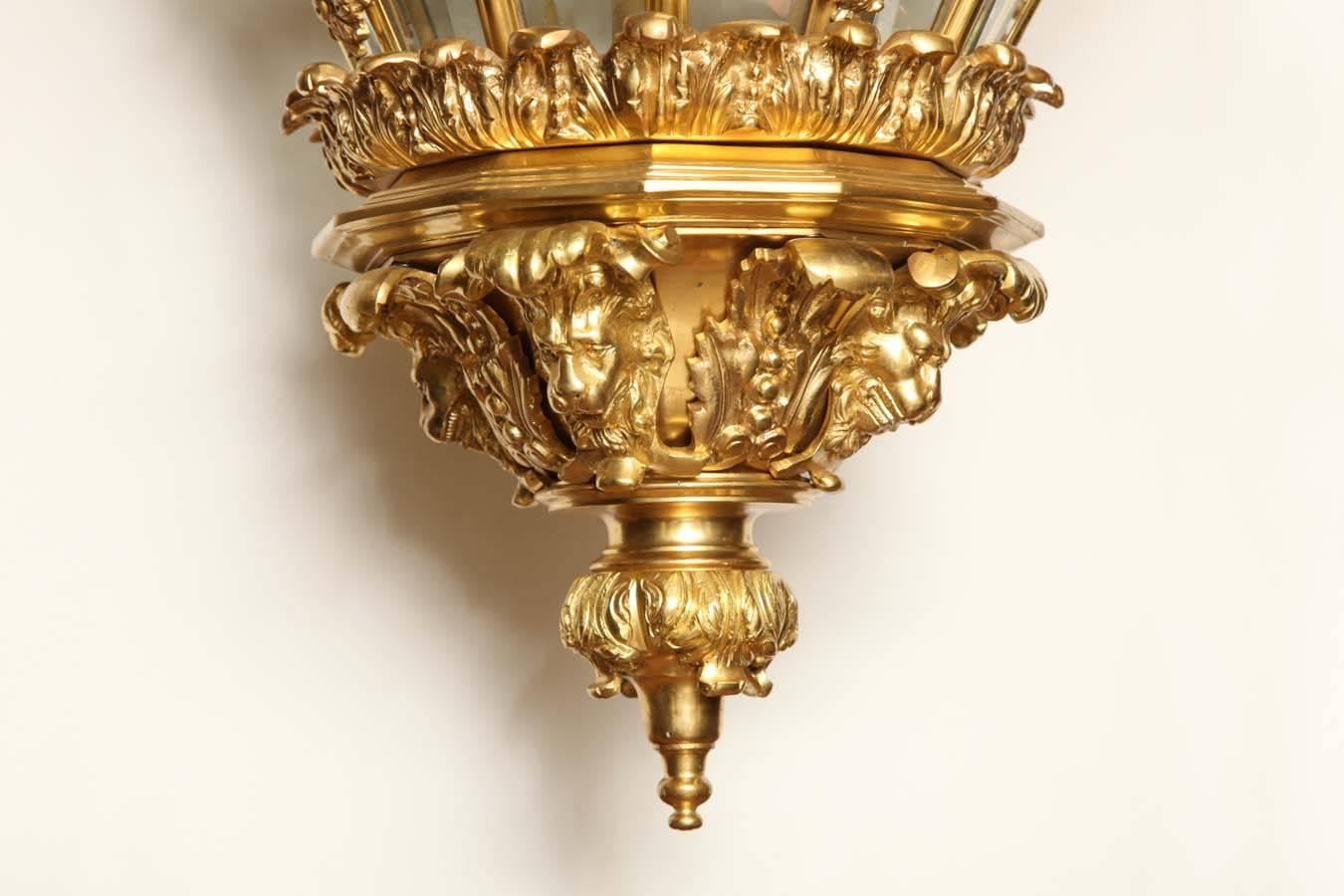 Louis XVI French Gilt Bronze Hall Lantern