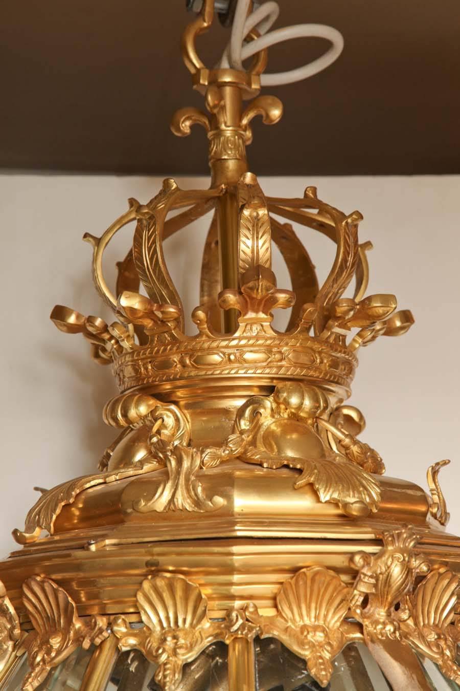 French Gilt Bronze Hall Lantern 1