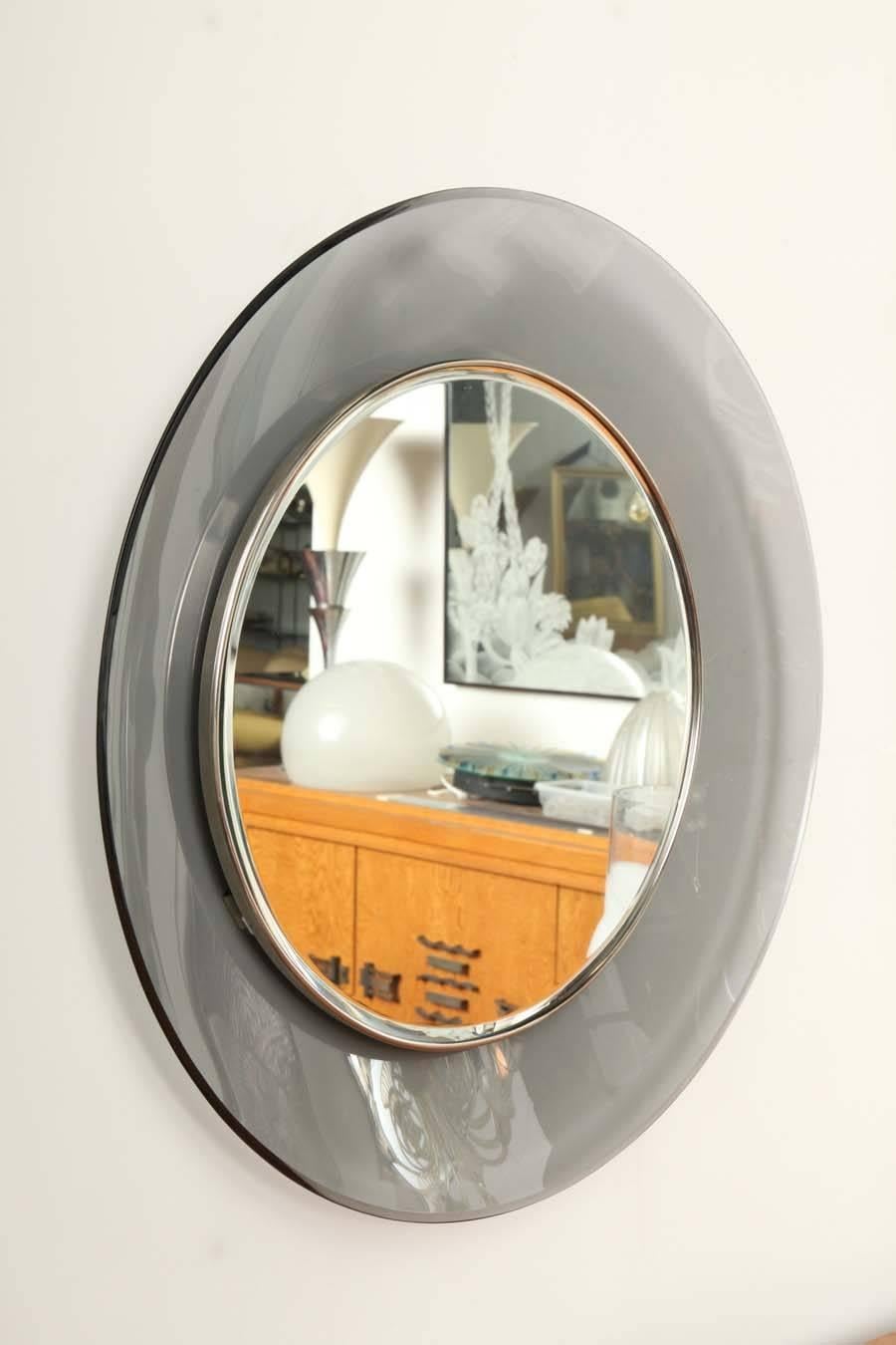 Beveled Fontana Arte Smoke Mirror Made in Milan