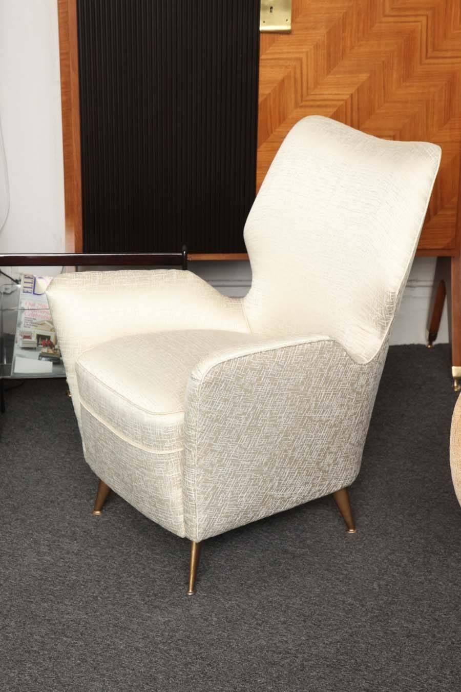 Hand-Crafted Pair of High Back Armchairs Made in Milan For Sale