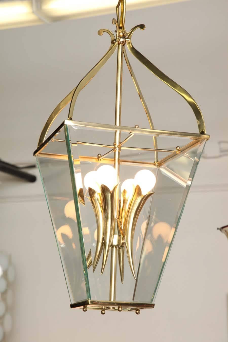 Mid-Century Modern Lantern Fixture Made in Milan by Brusotti For Sale