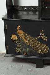 1950s Hollywood Regency Asian Motif Lacquer and Brass Buffet or Bar