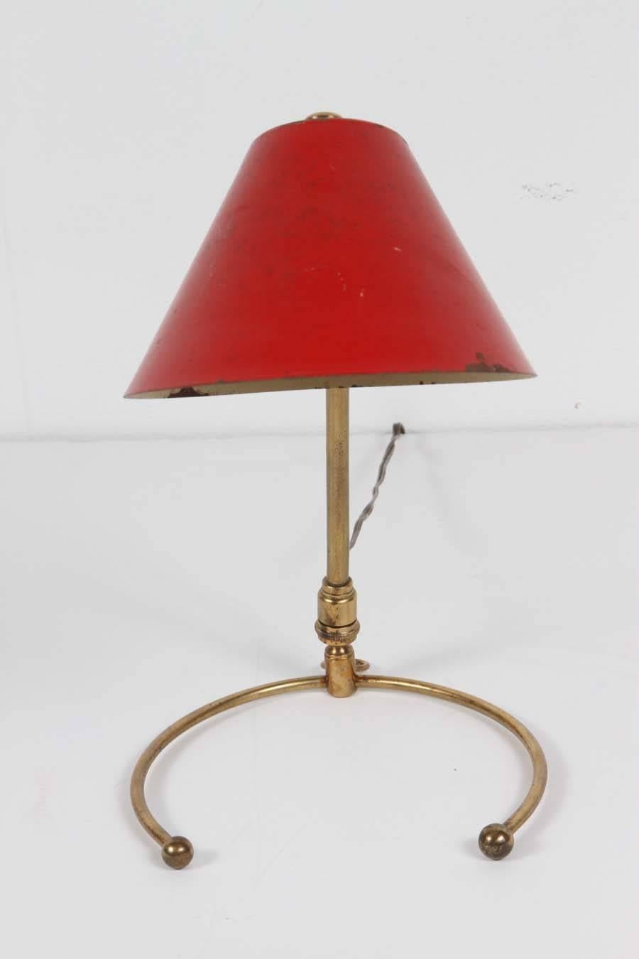 20th Century French Cocotte 1950s Brass and Painted Metal Table Lamp, Also Hangs as a Sconce  For Sale