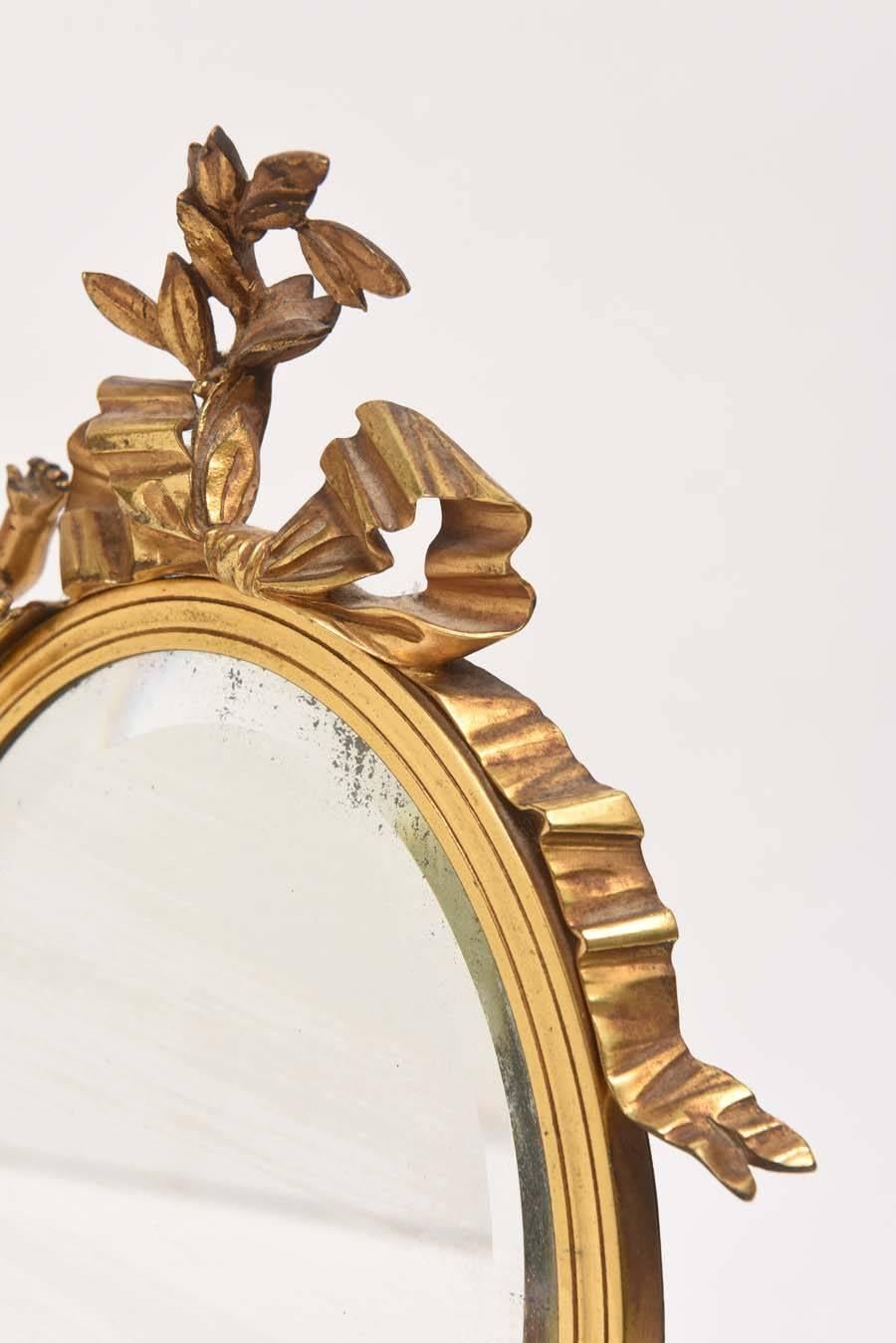 19th Century Dore Bronze Cupid Vanity Mirror 1