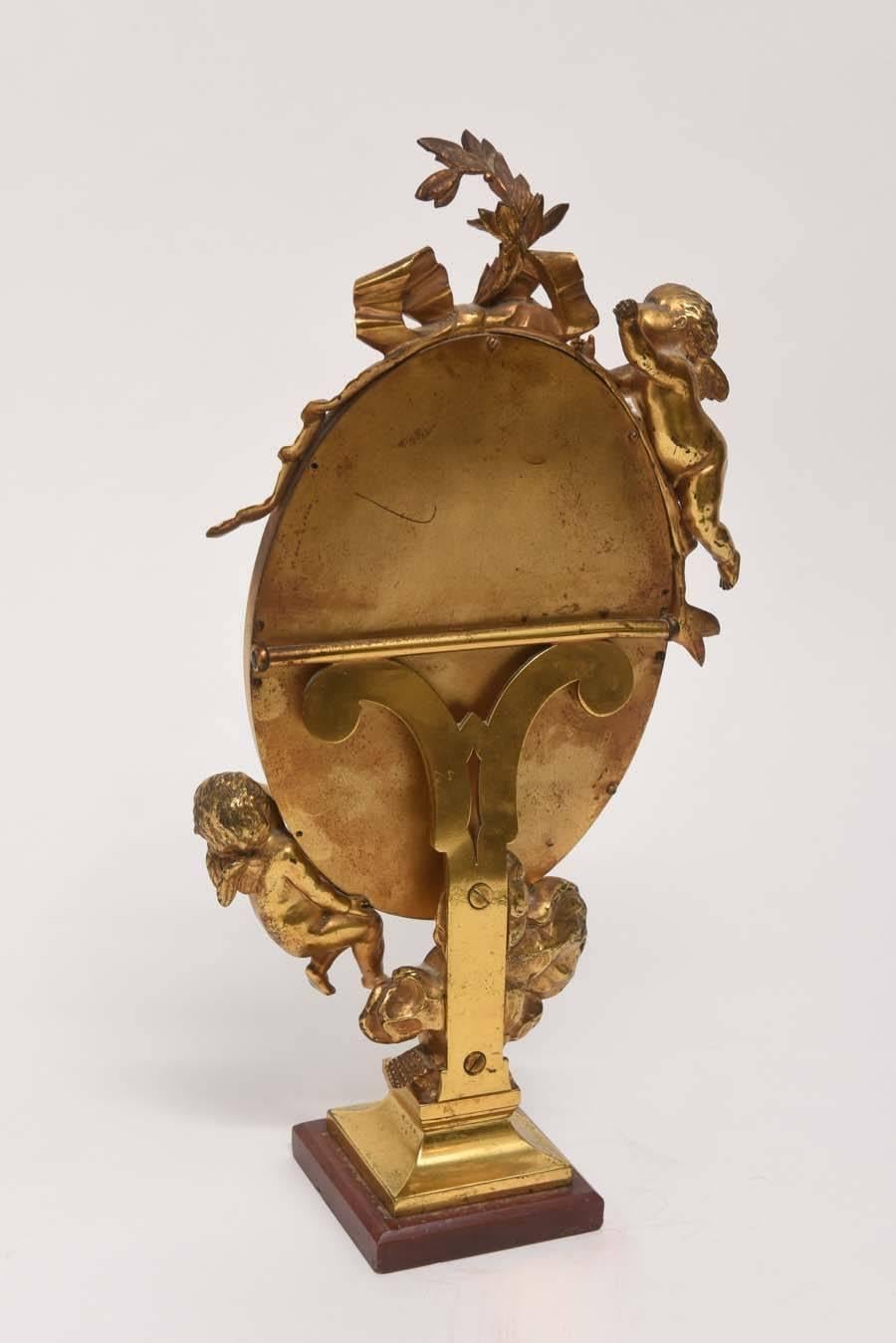 19th Century Dore Bronze Cupid Vanity Mirror 4