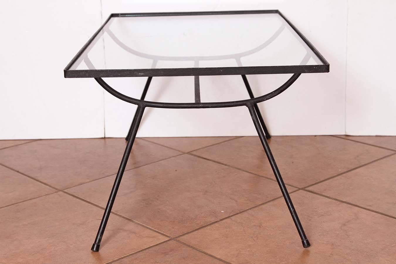 George Nelson for Arbuck Wrought Iron Glass Topped Cocktail Table In Good Condition In Dallas, TX