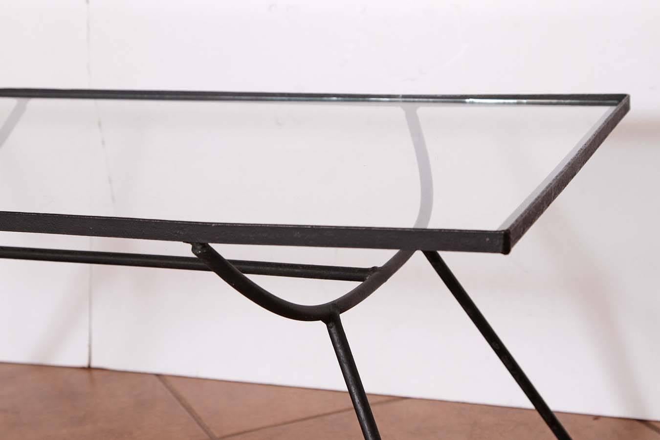 George Nelson for Arbuck Wrought Iron Glass Topped Cocktail Table 3