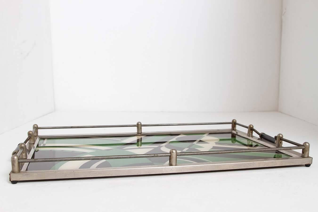 American Iconic Original Art Deco Jazz Age Cocktail Tray In Rare Green Variant