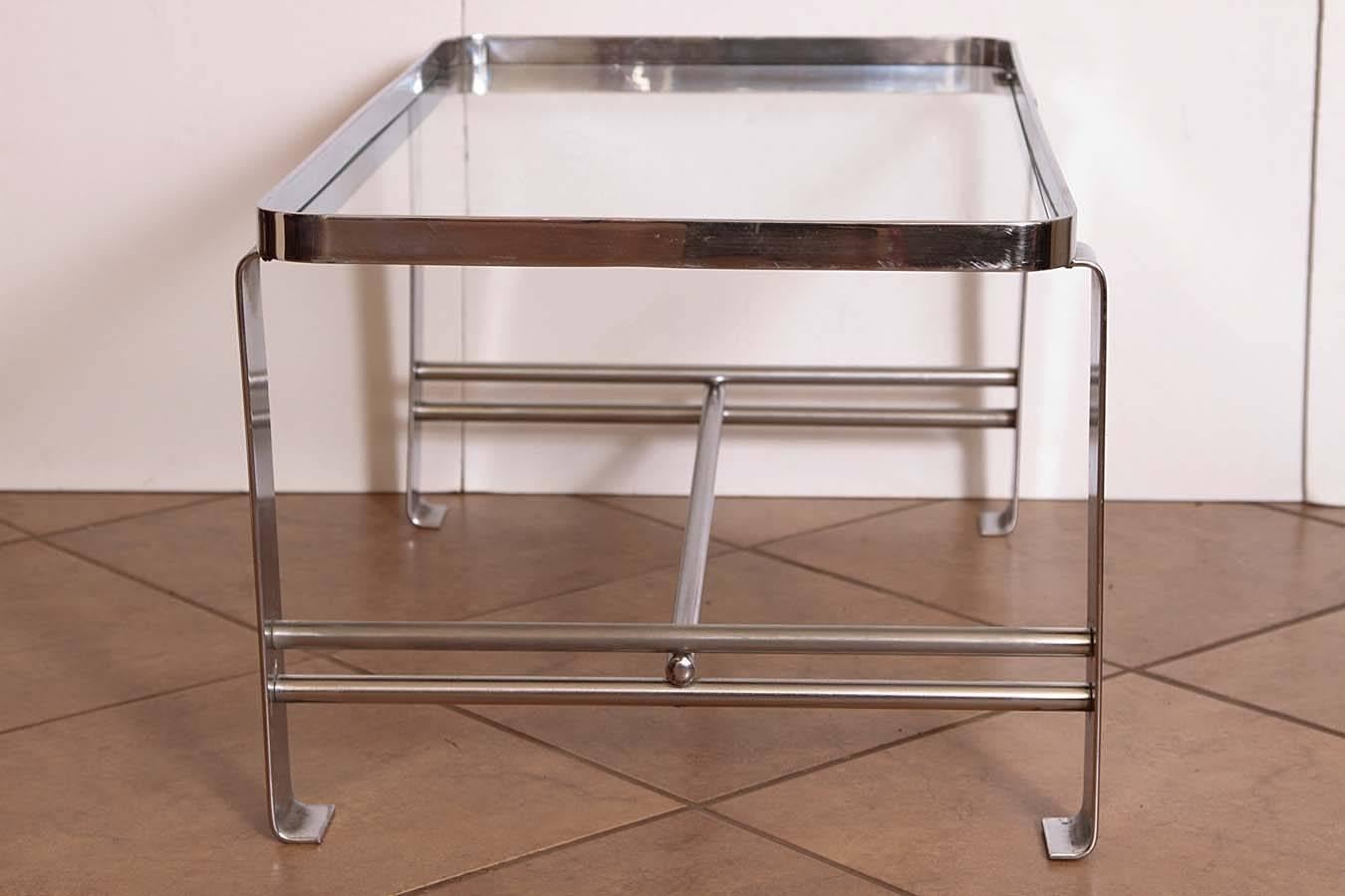 American Original Wolfgang Hoffmann for Howell Chromed Steel Machine Age Cocktail Table
