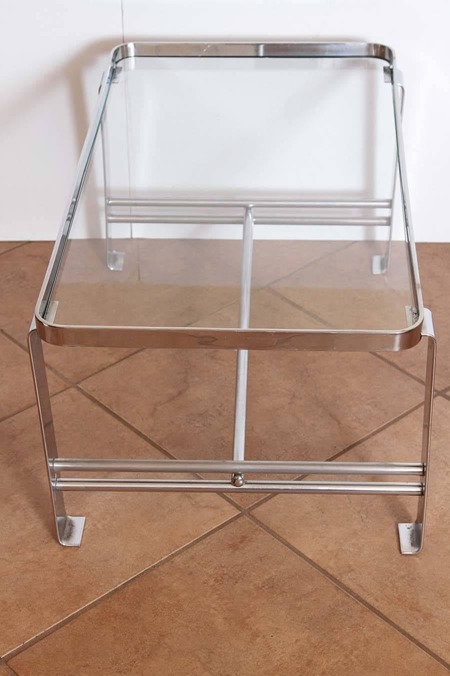 Original Wolfgang Hoffmann for Howell Chromed Steel Machine Age Cocktail Table In Good Condition In Dallas, TX