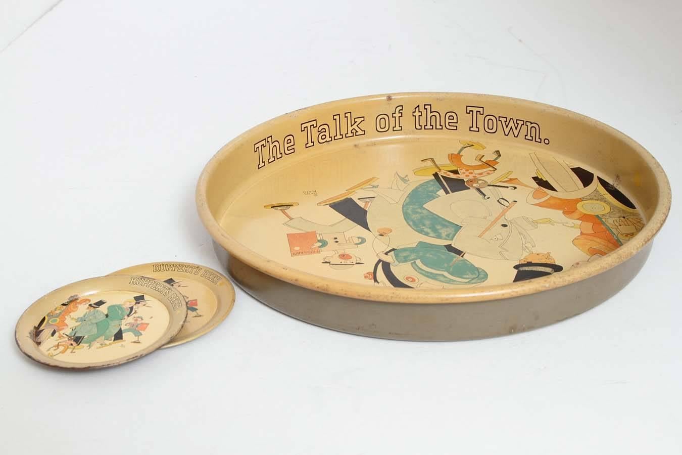 Art Deco Cubist Jazz Age Cocktail Tray or Tip Coaster Collection Ruppert's Beer For Sale