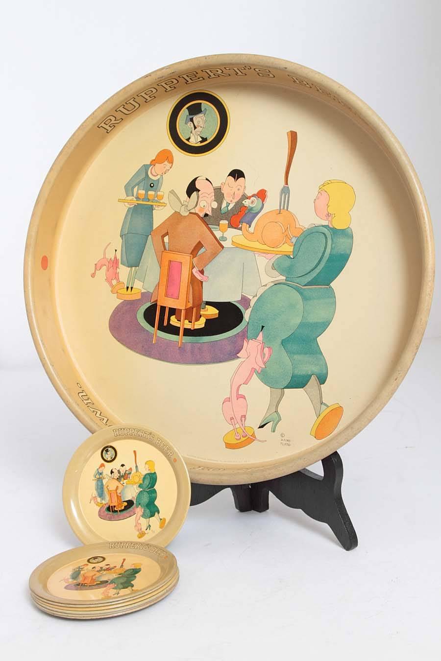 American Cubist Jazz Age Cocktail Tray or Tip Coaster Collection Ruppert's Beer For Sale
