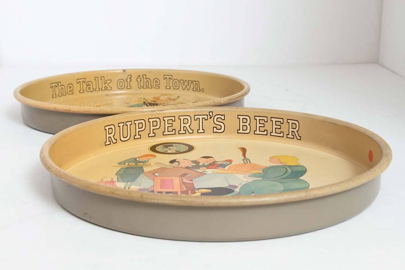 Mid-20th Century Cubist Jazz Age Cocktail Tray or Tip Coaster Collection Ruppert's Beer For Sale